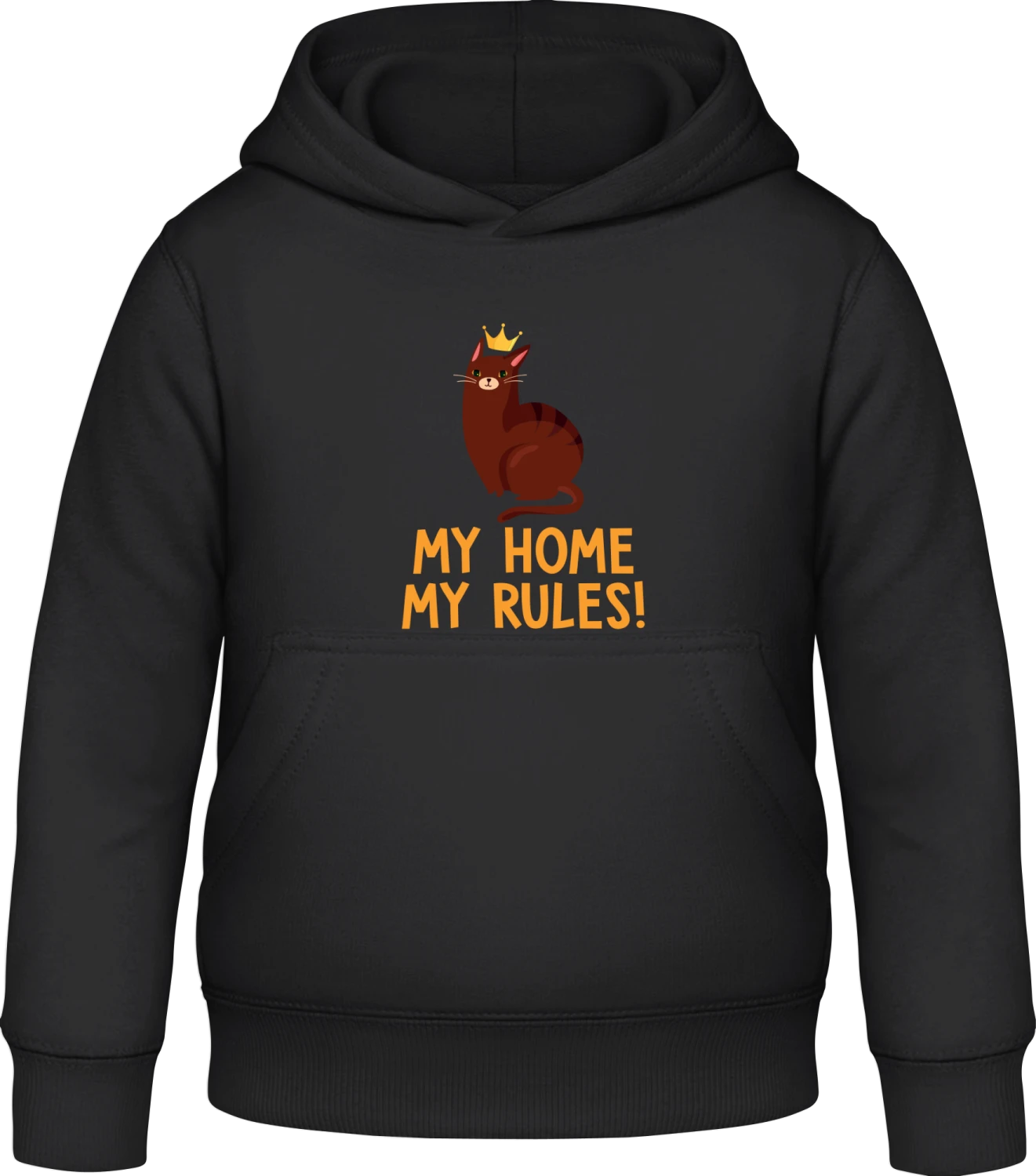 My Home My Rules King Cat - Black Awdis Hoodie Kids - Front