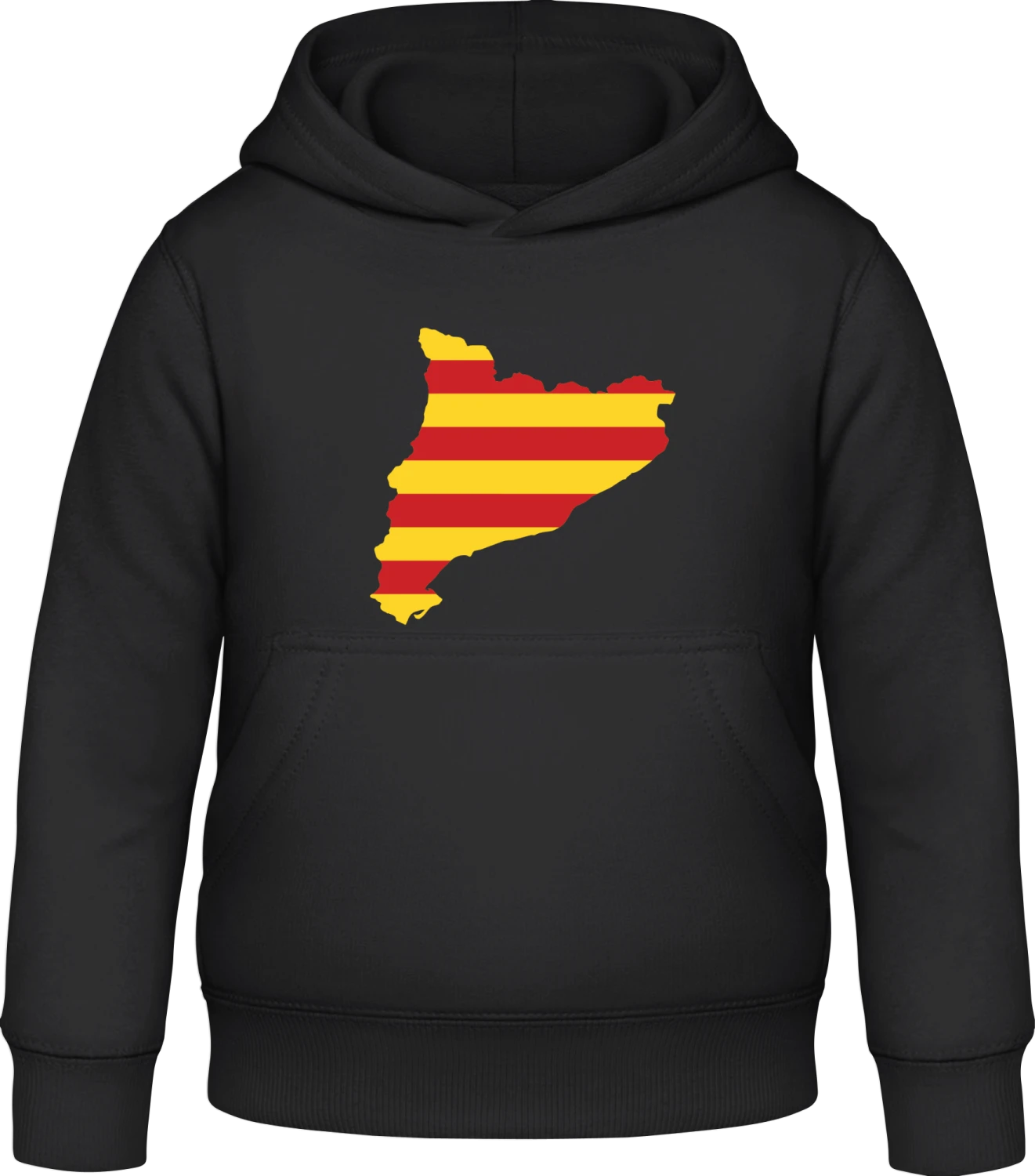 Catalonia Map Flag - Black Awdis Hoodie Kids - Front