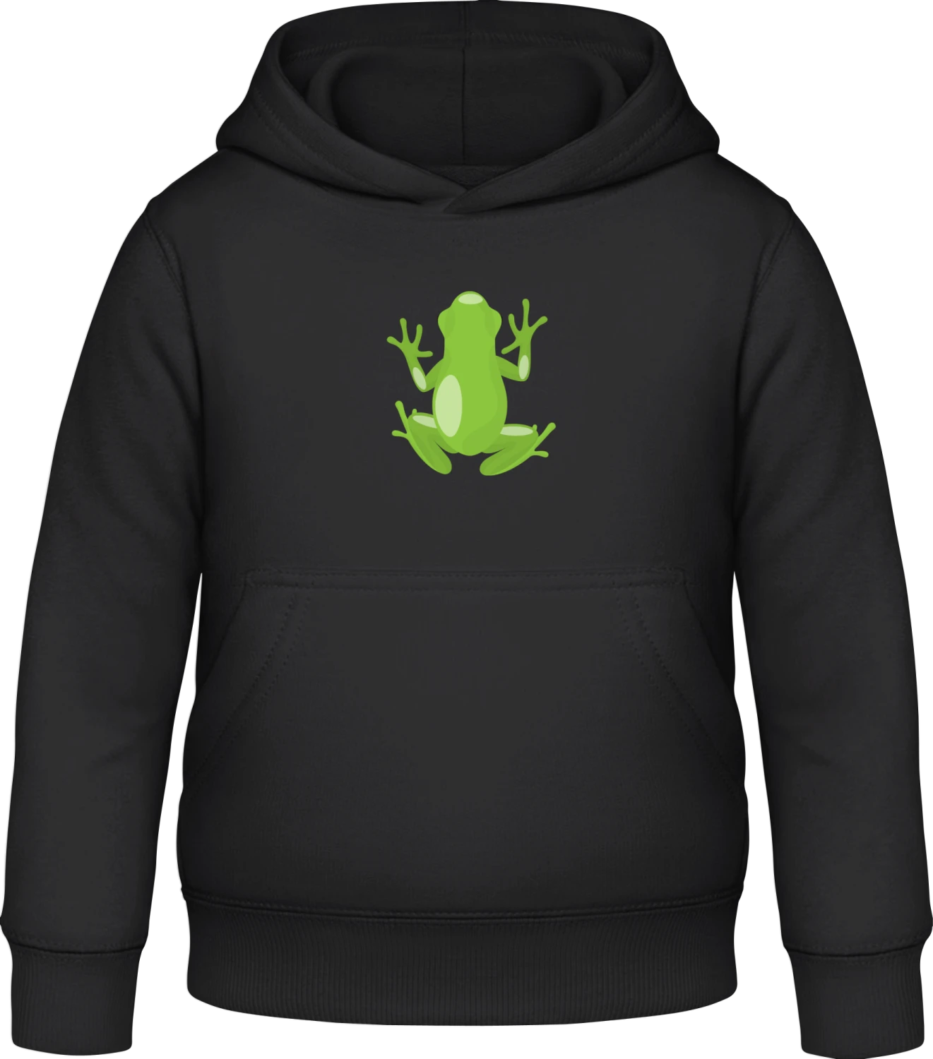 Climbing Frog Illustration - Black Awdis Hoodie Kids - Front