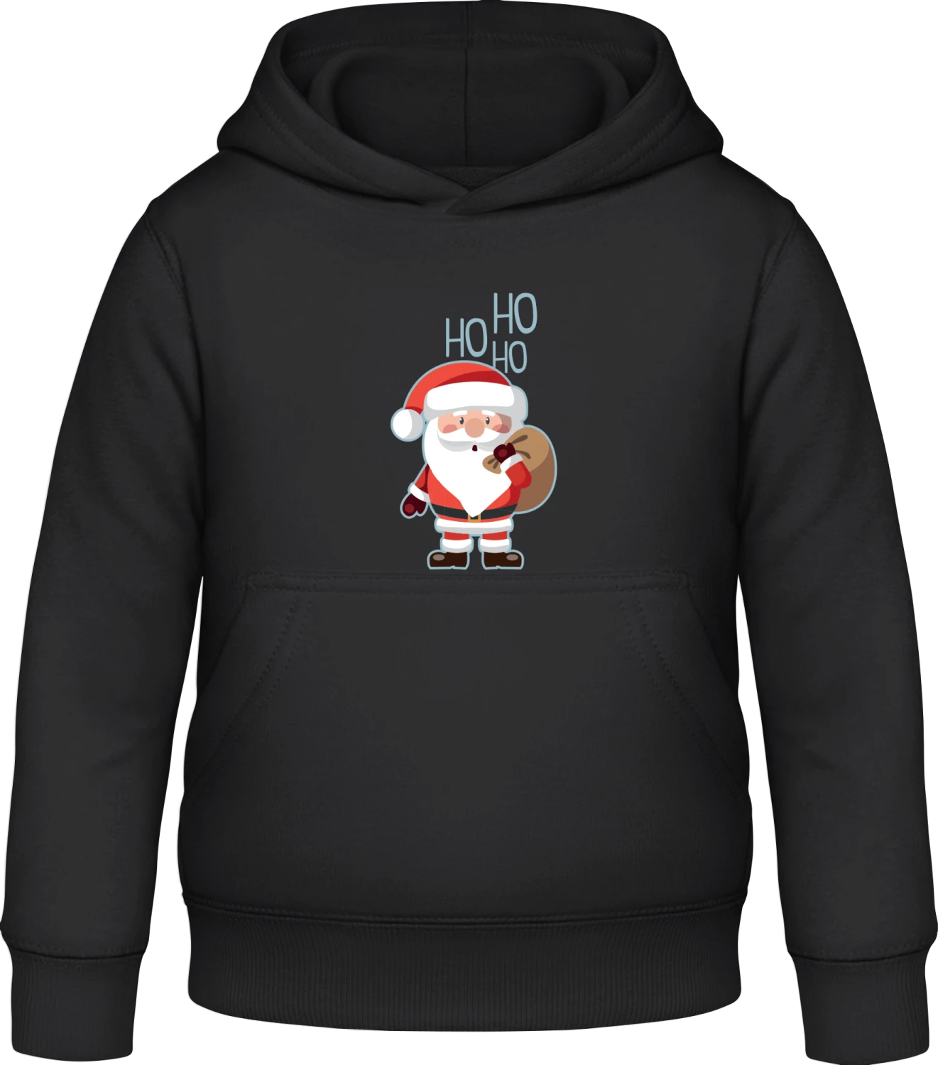 Ho Ho Ho Santa Claus - Black Awdis Hoodie Kids - Front