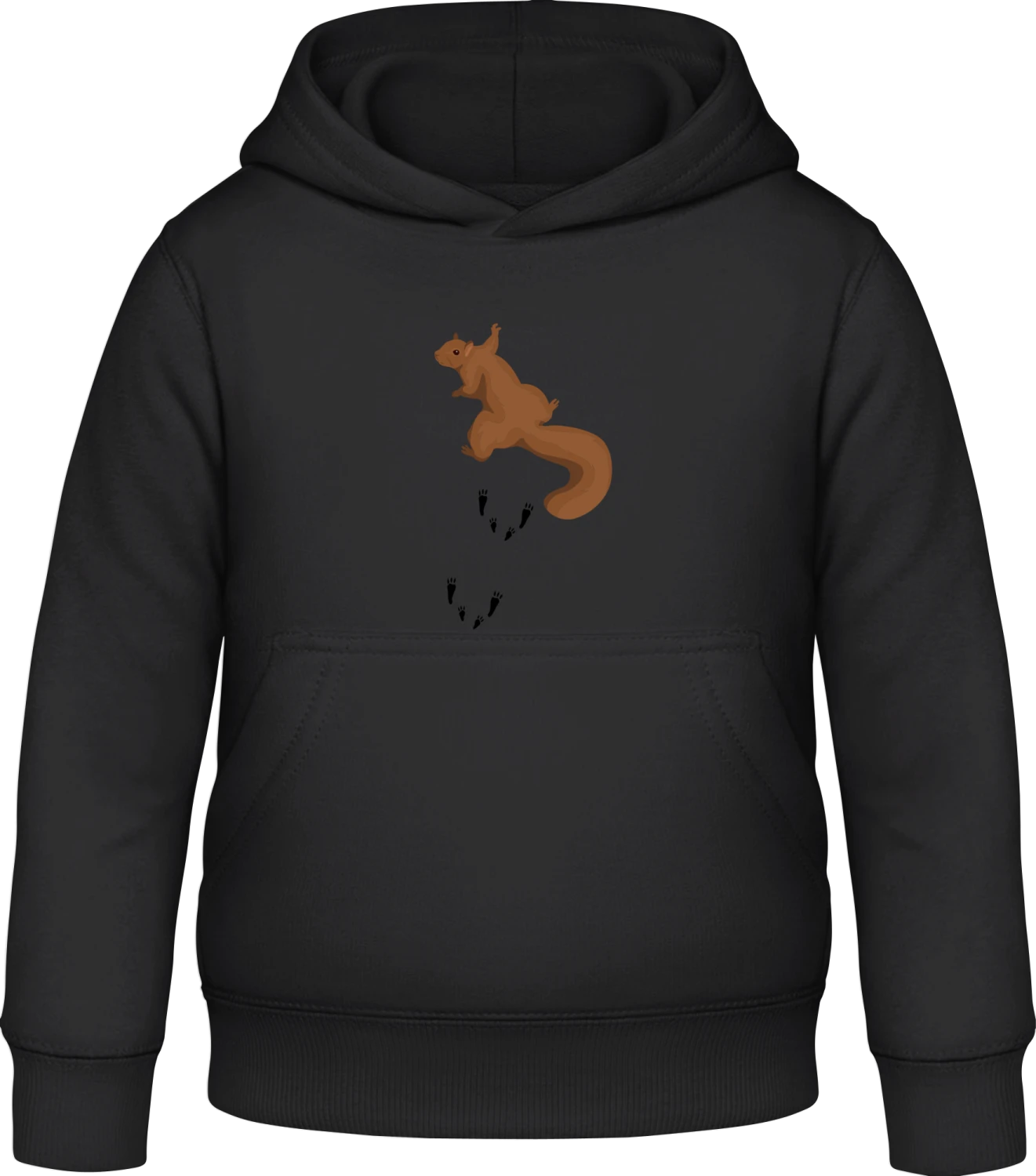 Squirrel With Prints - Black Awdis Hoodie Kids - Front