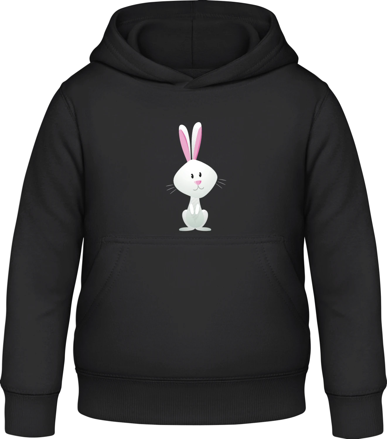 Happy Rabbit - Black Awdis Hoodie Kids - Front