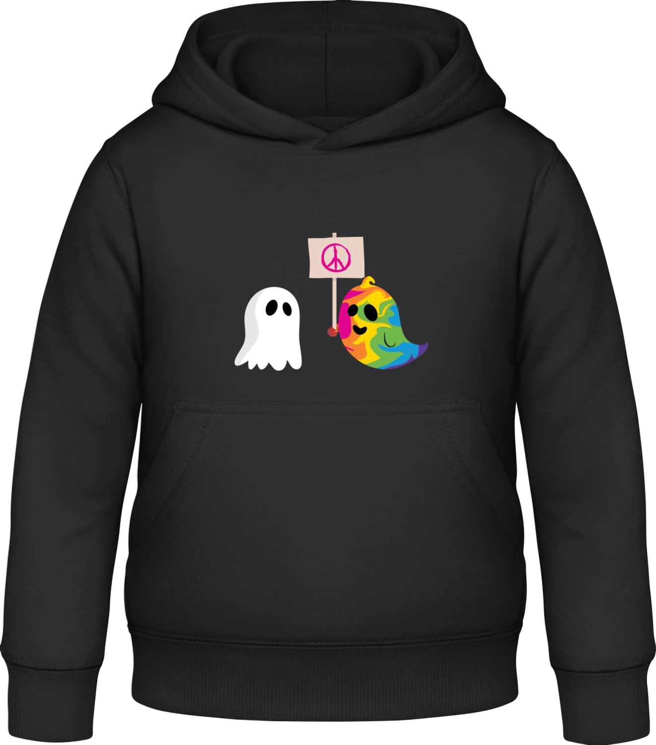 Hippie Ghost - Black Awdis Hoodie Kids - Front