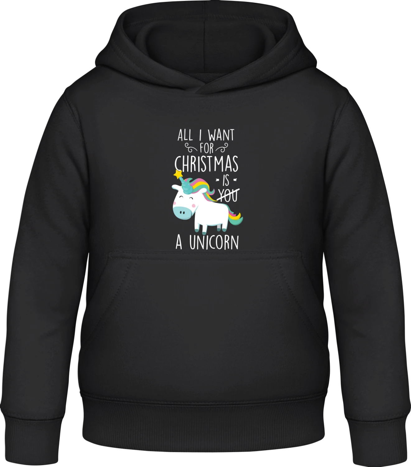 All I Want For Christmas Is A Unicorn - Black Awdis Hoodie Kids - Front