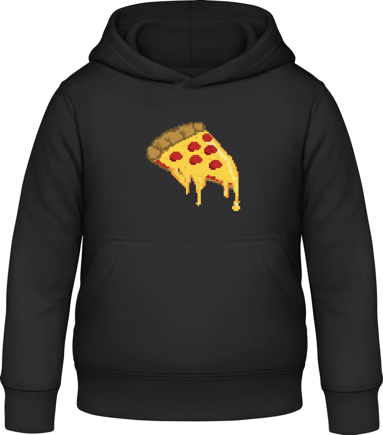 Pixel Pizza - Black Awdis Hoodie Kids - Front