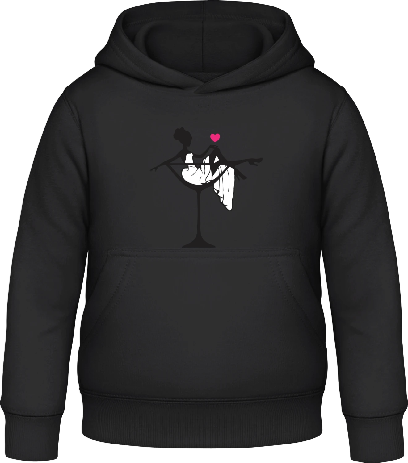 Bride In Martini Glass - Black Awdis Hoodie Kids - Front