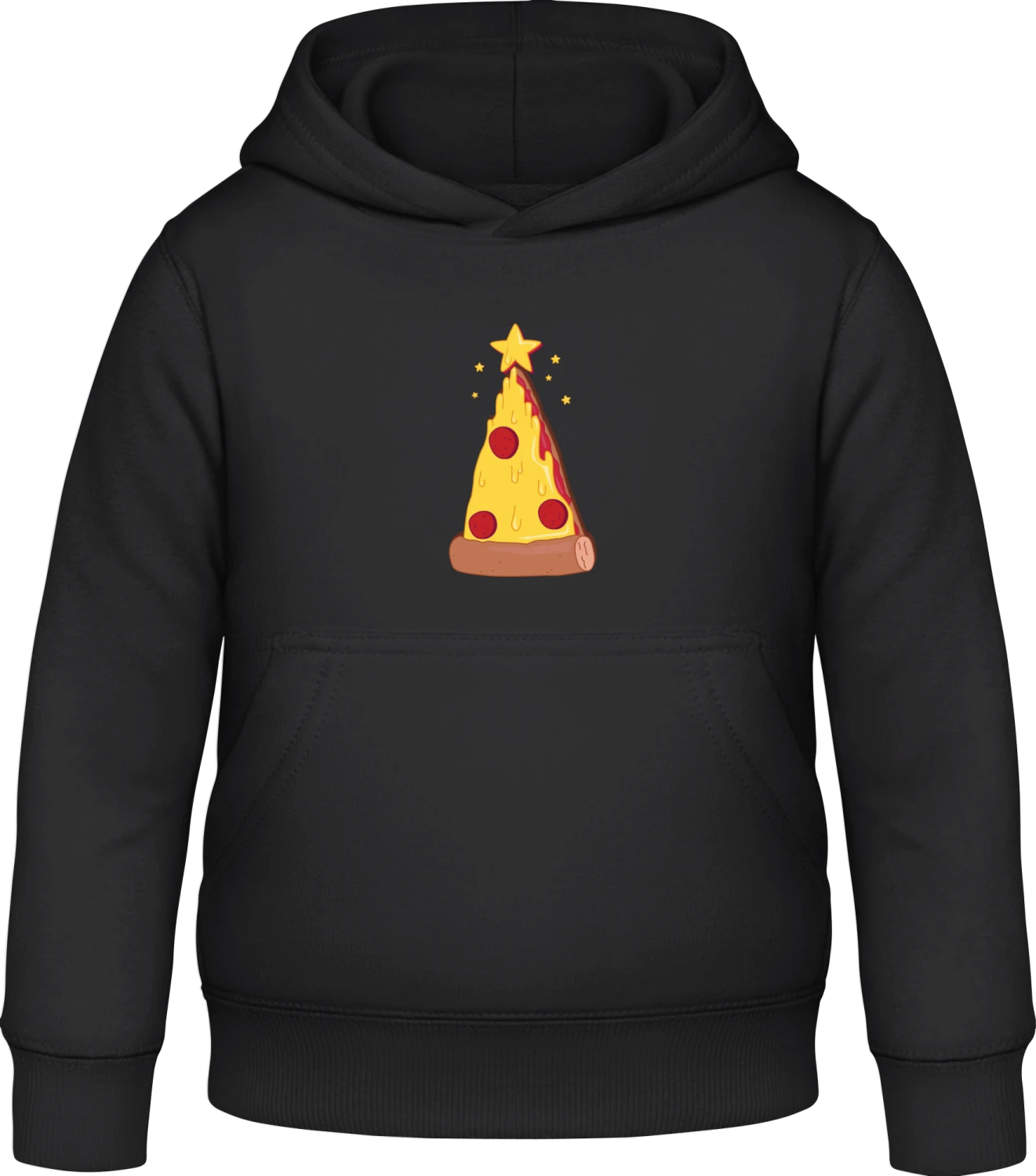 Pizza Christmas Tree - Black Awdis Hoodie Kids - Front