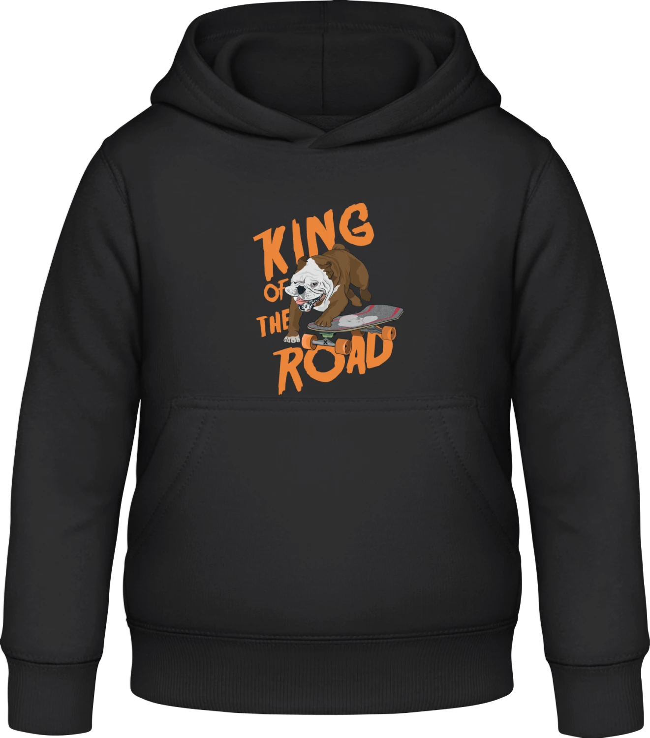 Bulldog King Of The Road - Black Awdis Hoodie Kids - Front