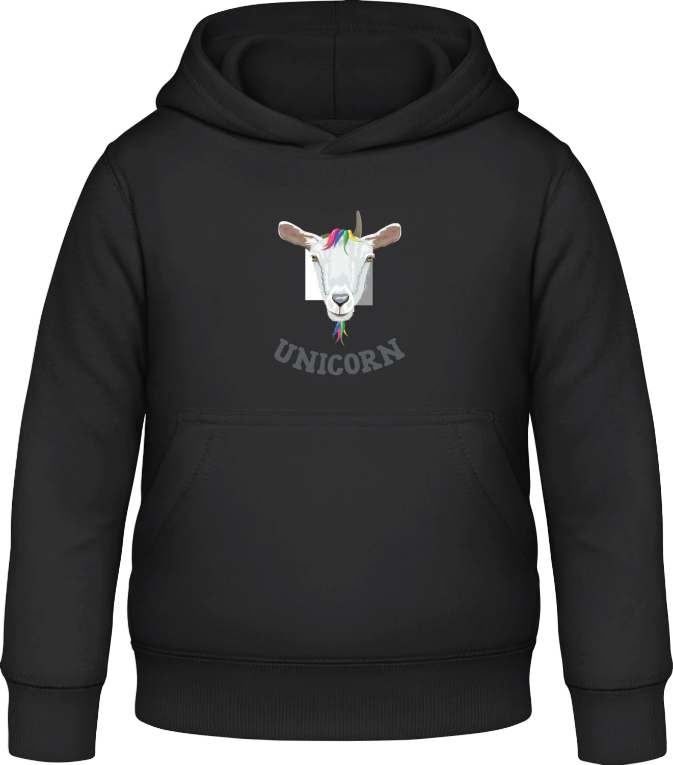 Unicorn Goat - Black Awdis Hoodie Kids - Front