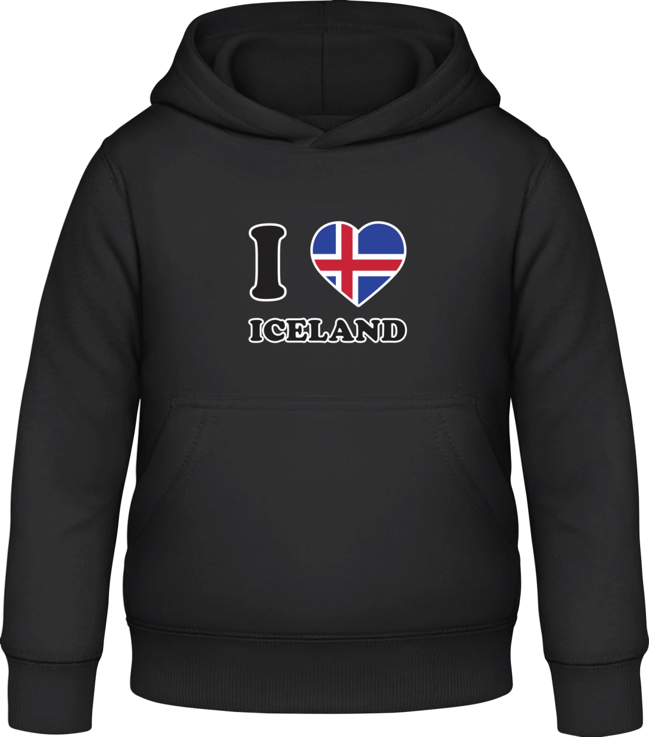 I Love Iceland Fan - Black Awdis Hoodie Kids - Front