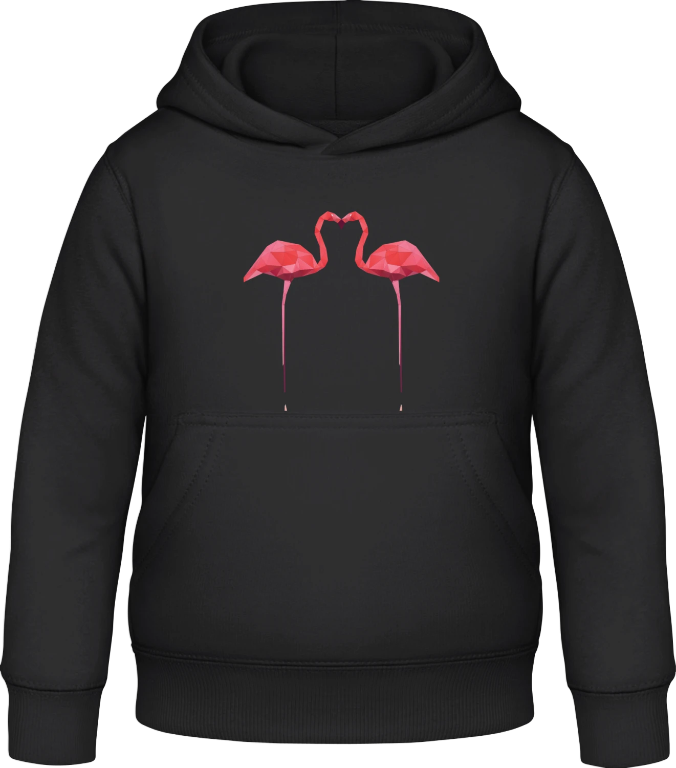 Flamingos In Love - Black Awdis Hoodie Kids - Front