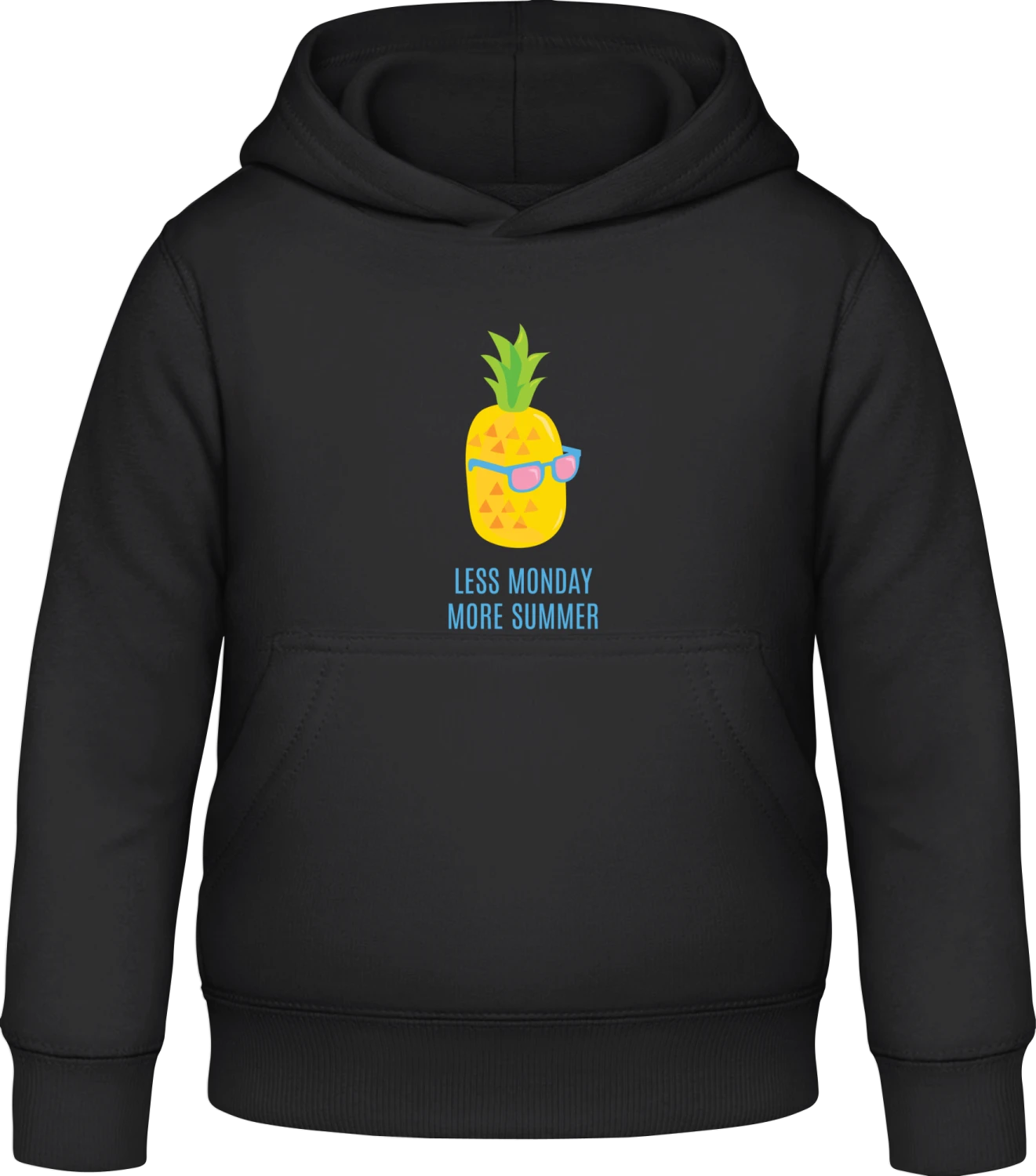 Less Monday More Summer Pineapple - Black Awdis Hoodie Kids - Front