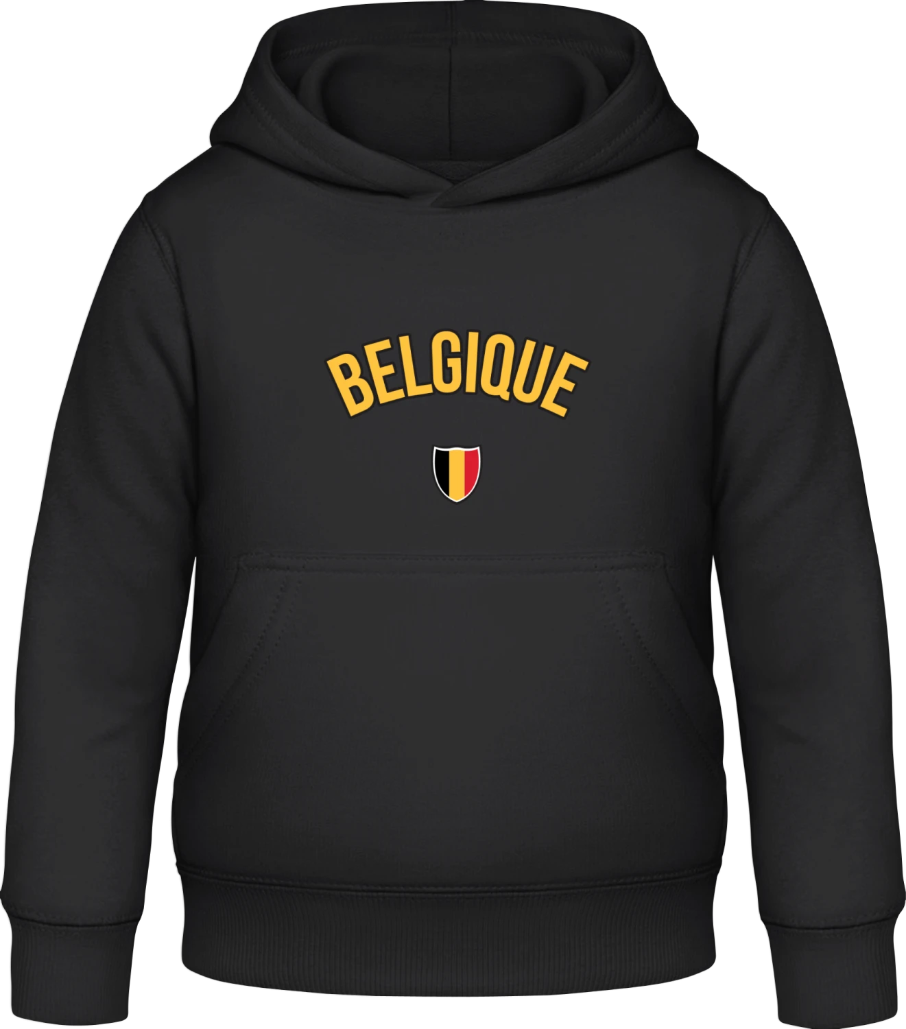 BELGIQUE Flag Fan - Black Awdis Hoodie Kids - Front