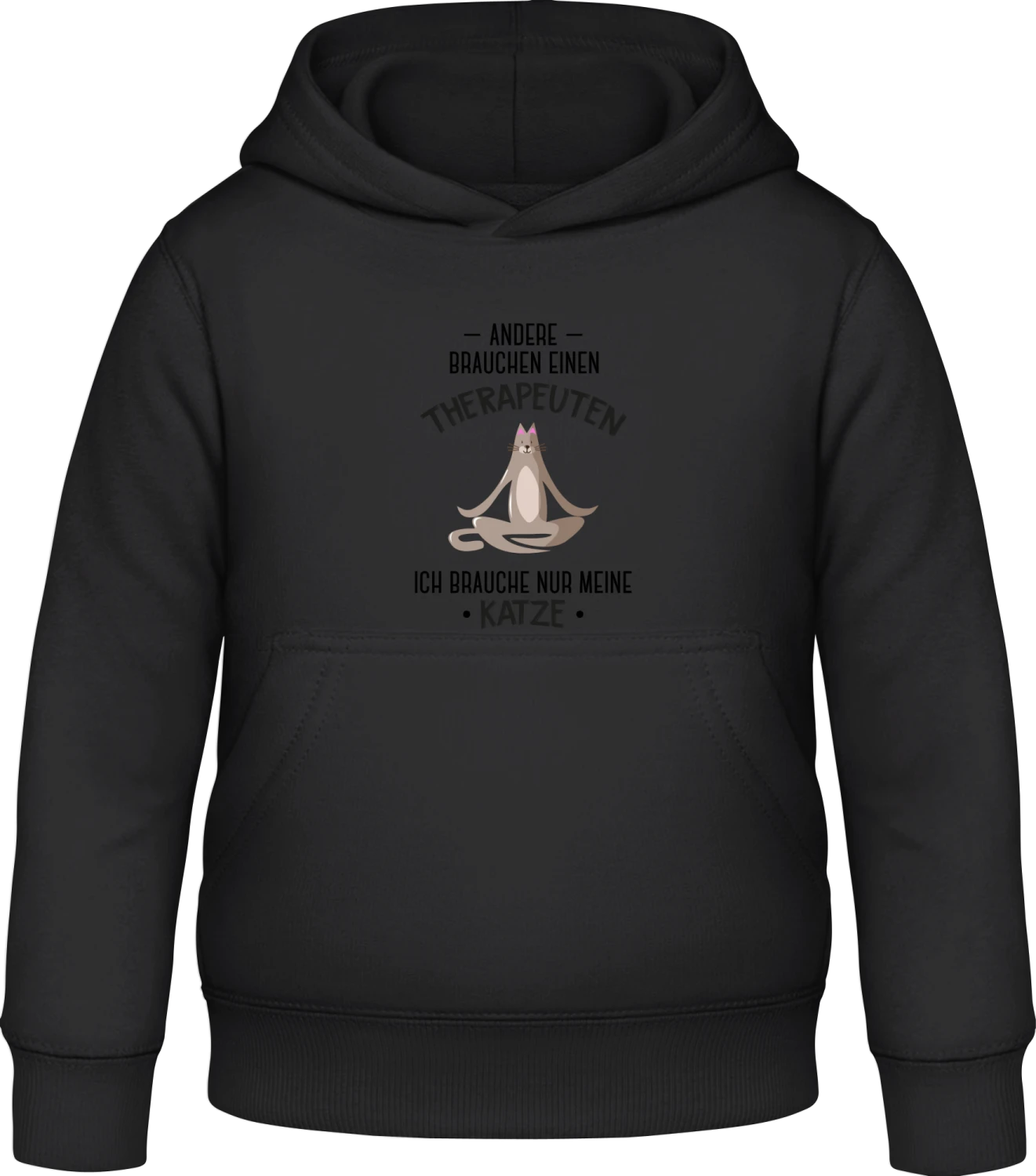 Andere brauchen einen Therapeuten, ich brauche nur meine Katze - Black Awdis Hoodie Kids - Front