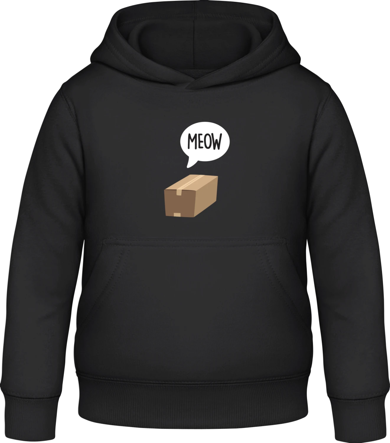 Meow In The Box Schrödinger's Cat - Black Awdis Hoodie Kids - Front