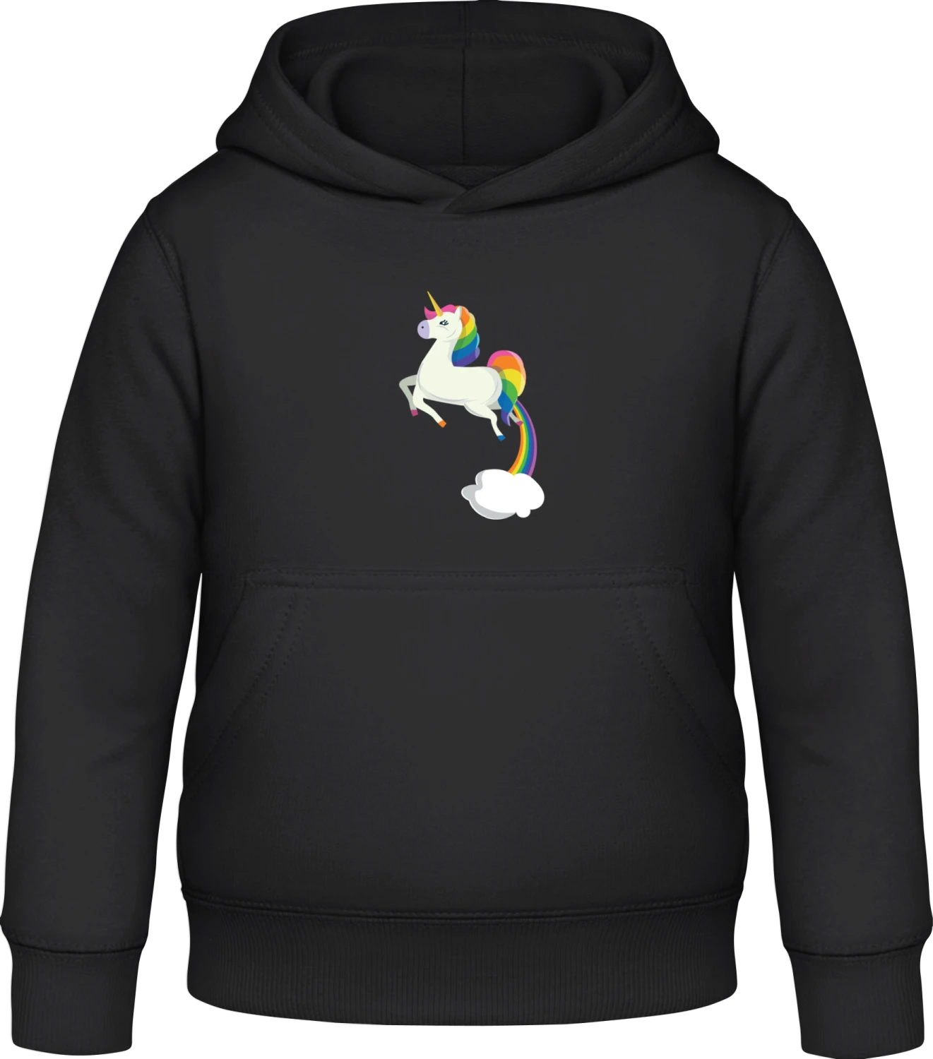 Unicorn Rainbow Cloud - Black Awdis Hoodie Kids - Front