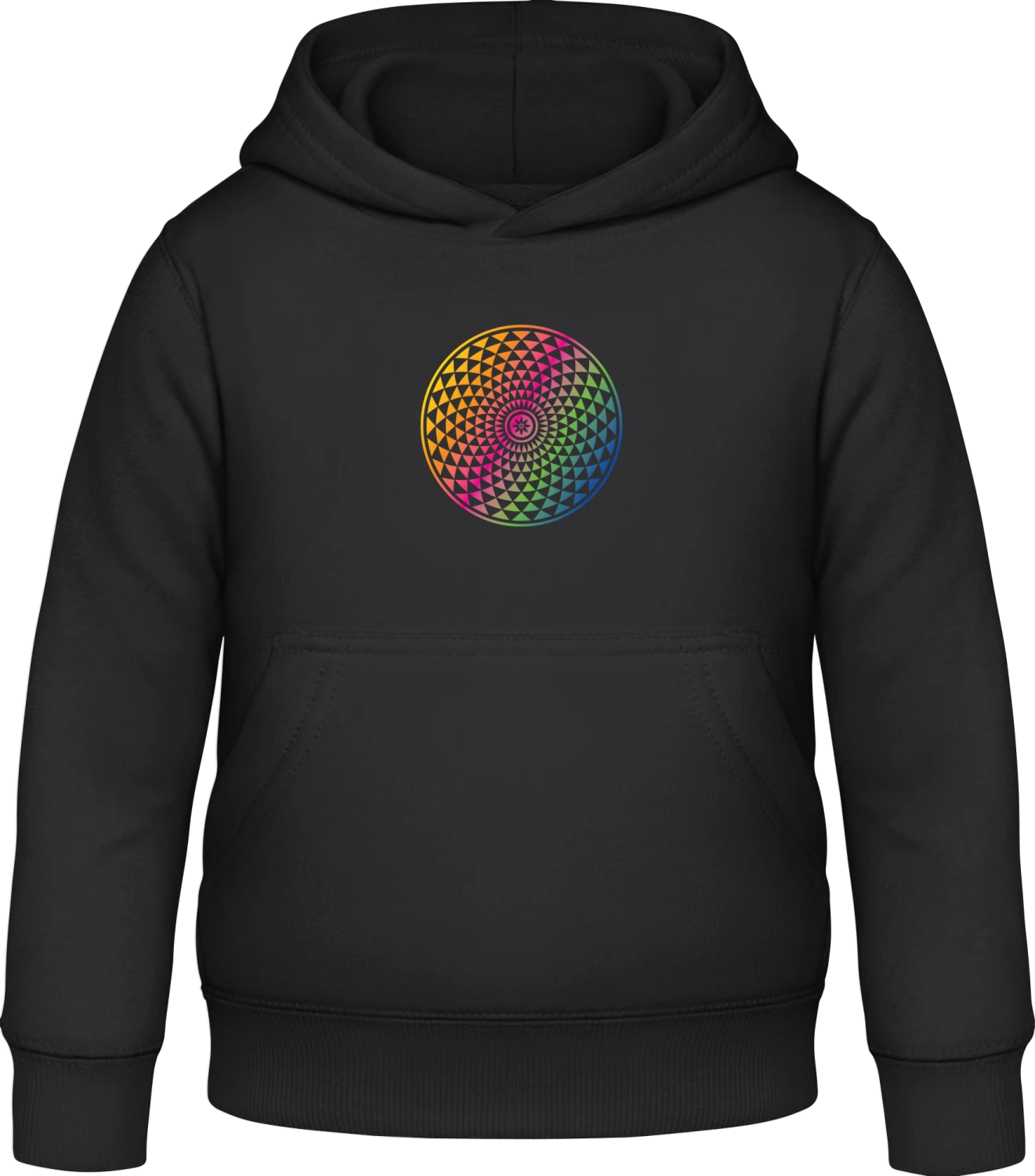 Mandala Illusion Colorful - Black Awdis Hoodie Kids - Front