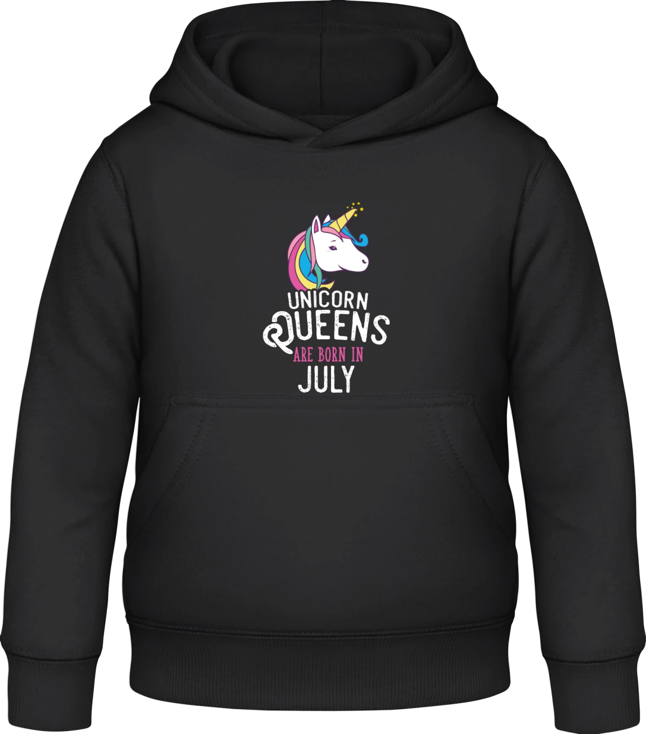 Unicorn Queens Are Born In July - Black Awdis Hoodie Kids - Front