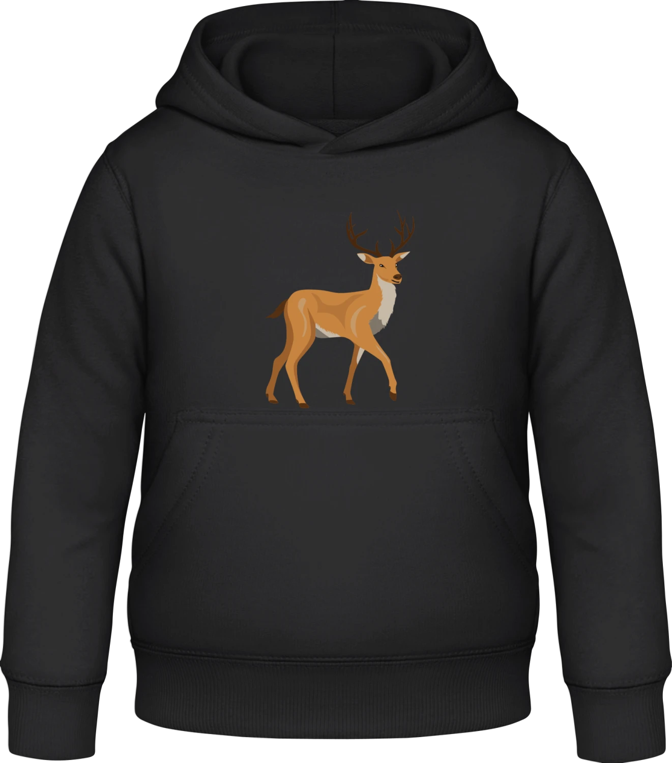 Curious Deer - Black Awdis Hoodie Kids - Front