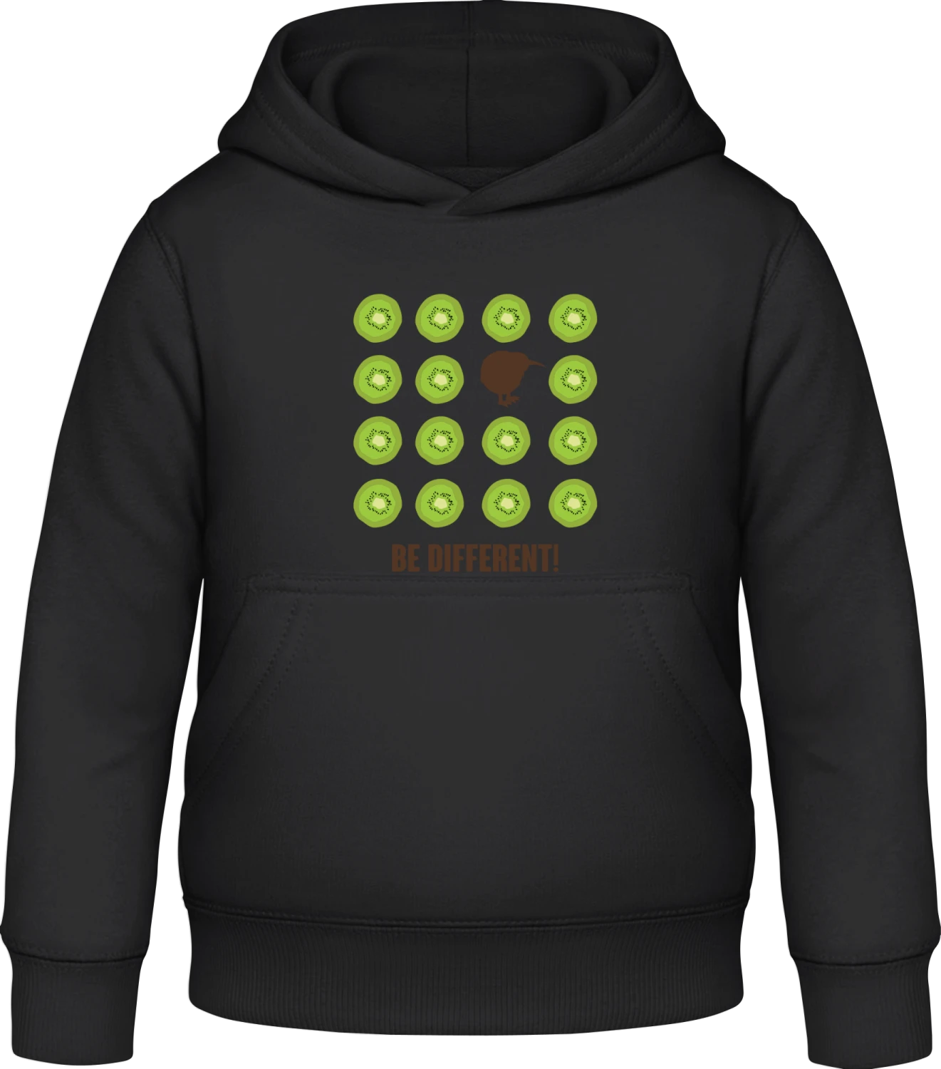 Be Different Kiwi Bird - Black Awdis Hoodie Kids - Front