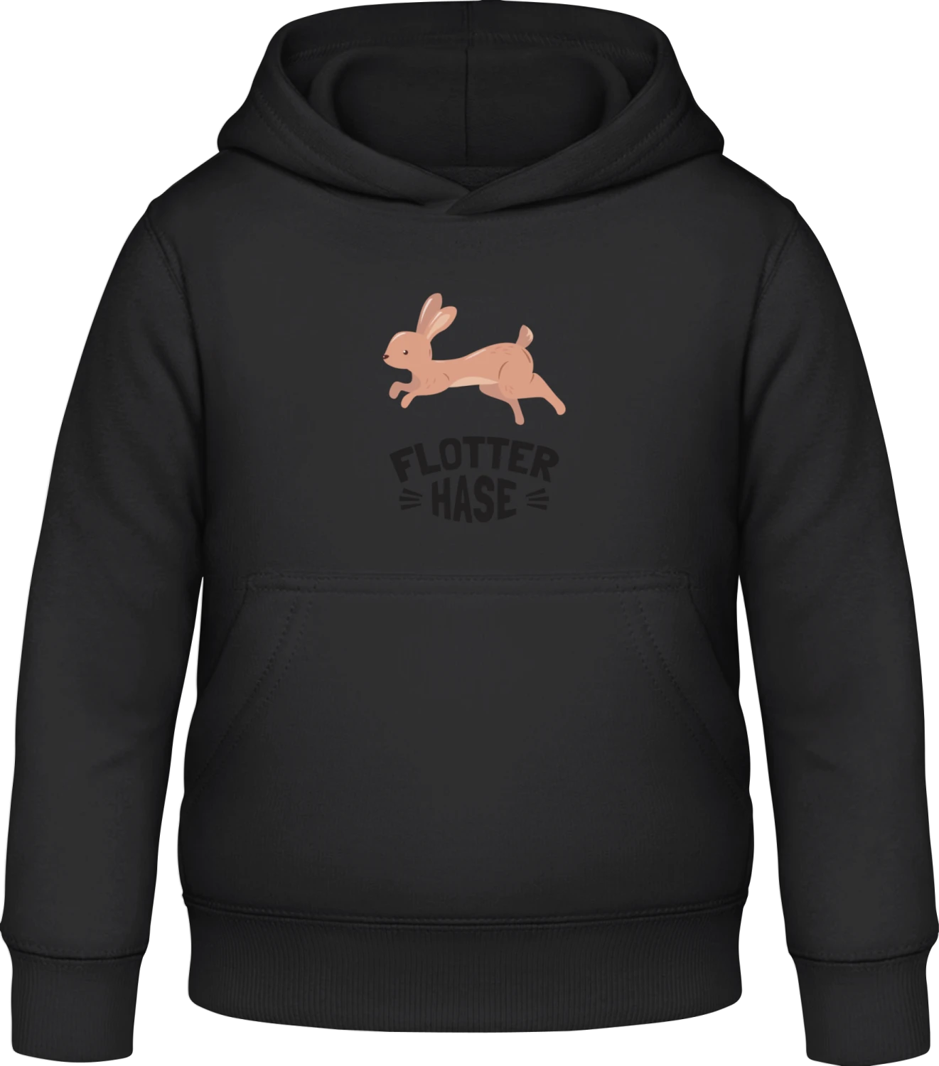 Flotter Hase Logo - Black Awdis Hoodie Kids - Front