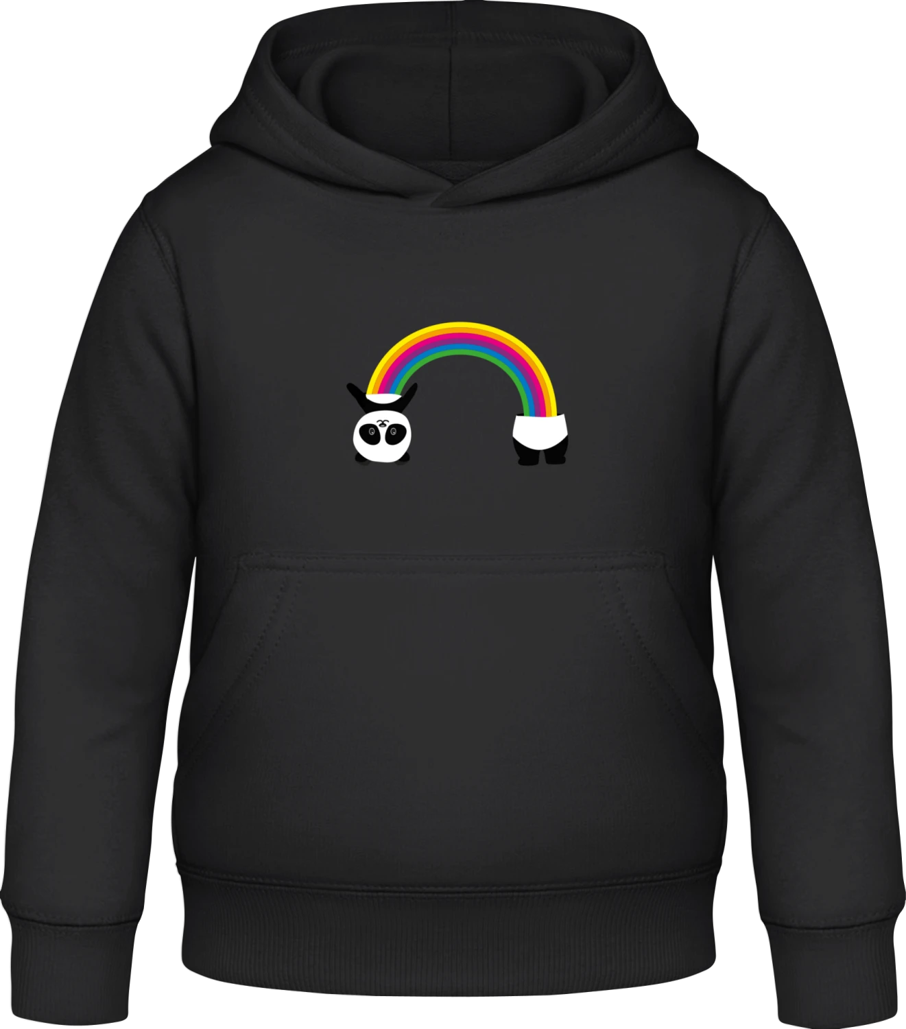 Panda Rainbow Inside - Black Awdis Hoodie Kids - Front