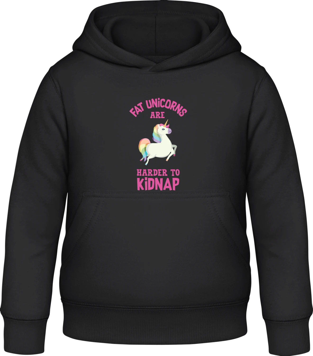 Fat Unicorns Are Harder To Kidnap - Black Awdis Hoodie Kids - Front