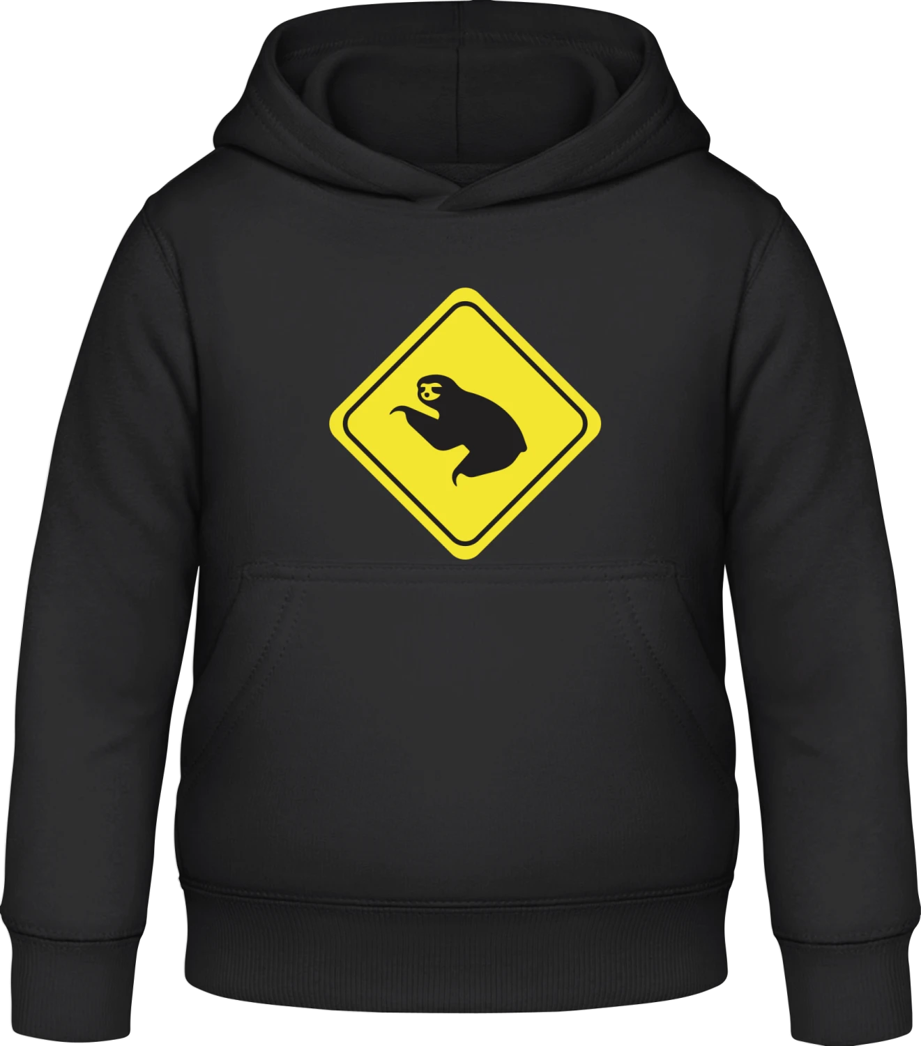 Sloth Warning - Black Awdis Hoodie Kids - Front