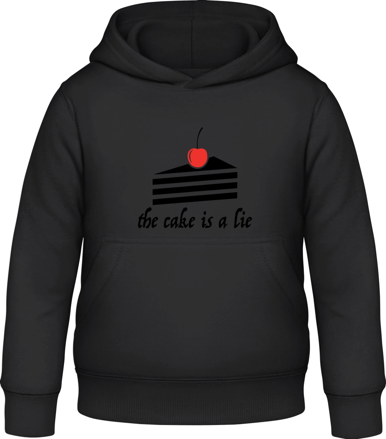 The Cherry Cake Is A Lie - Black Awdis Hoodie Kids - Front