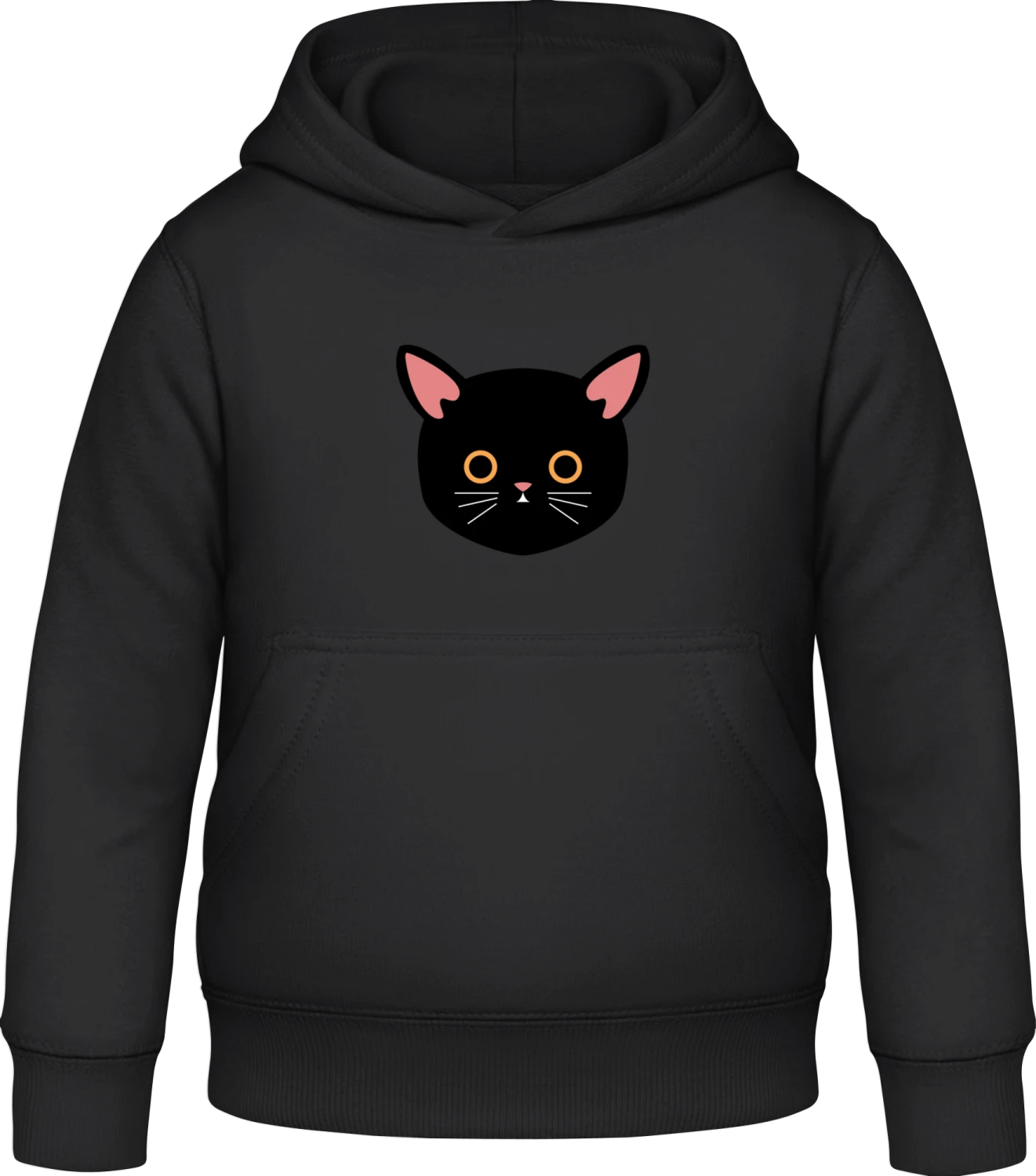 Cute Black Cat - Black Awdis Hoodie Kids - Front