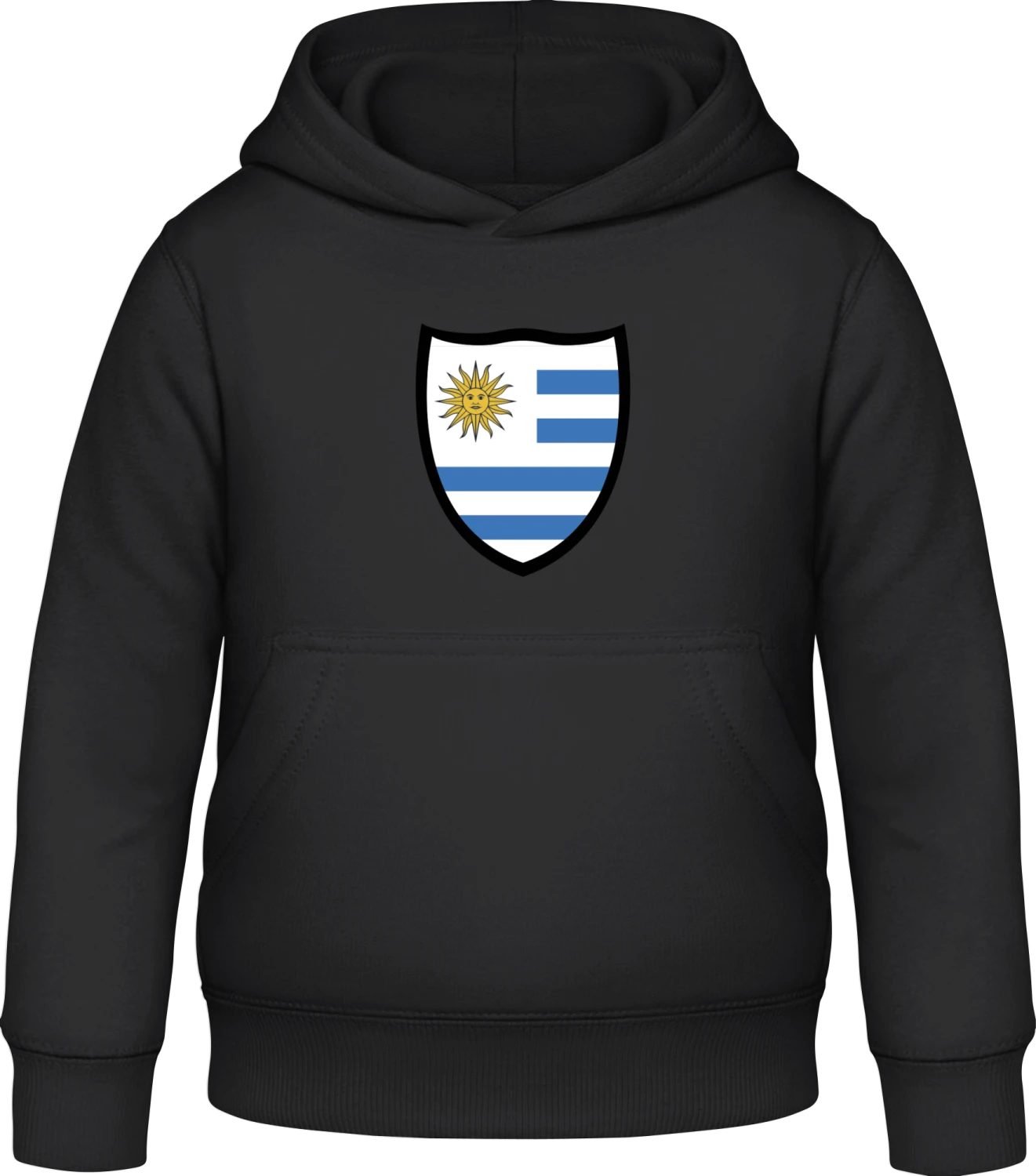 Uruguay Flag Shield - Black Awdis Hoodie Kids - Front