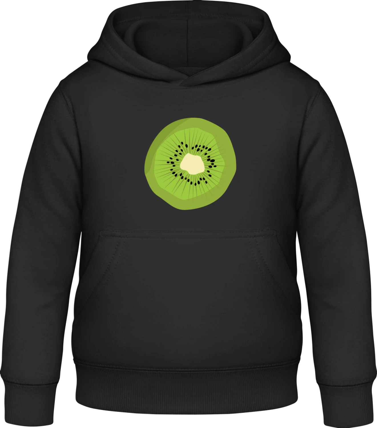 Kiwi Slice - Black Awdis Hoodie Kids - Front