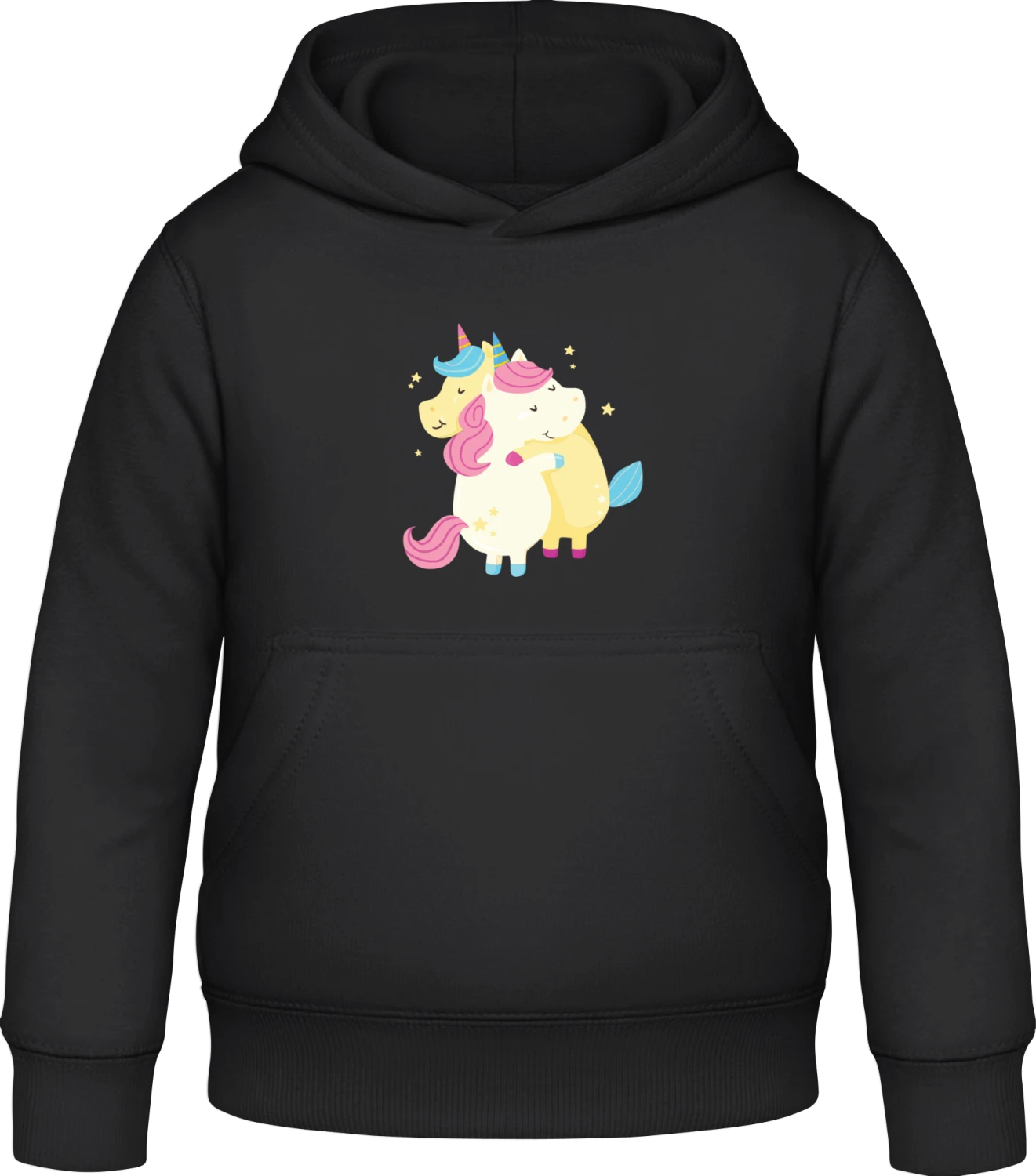 Unicorn Hug - Black Awdis Hoodie Kids - Front