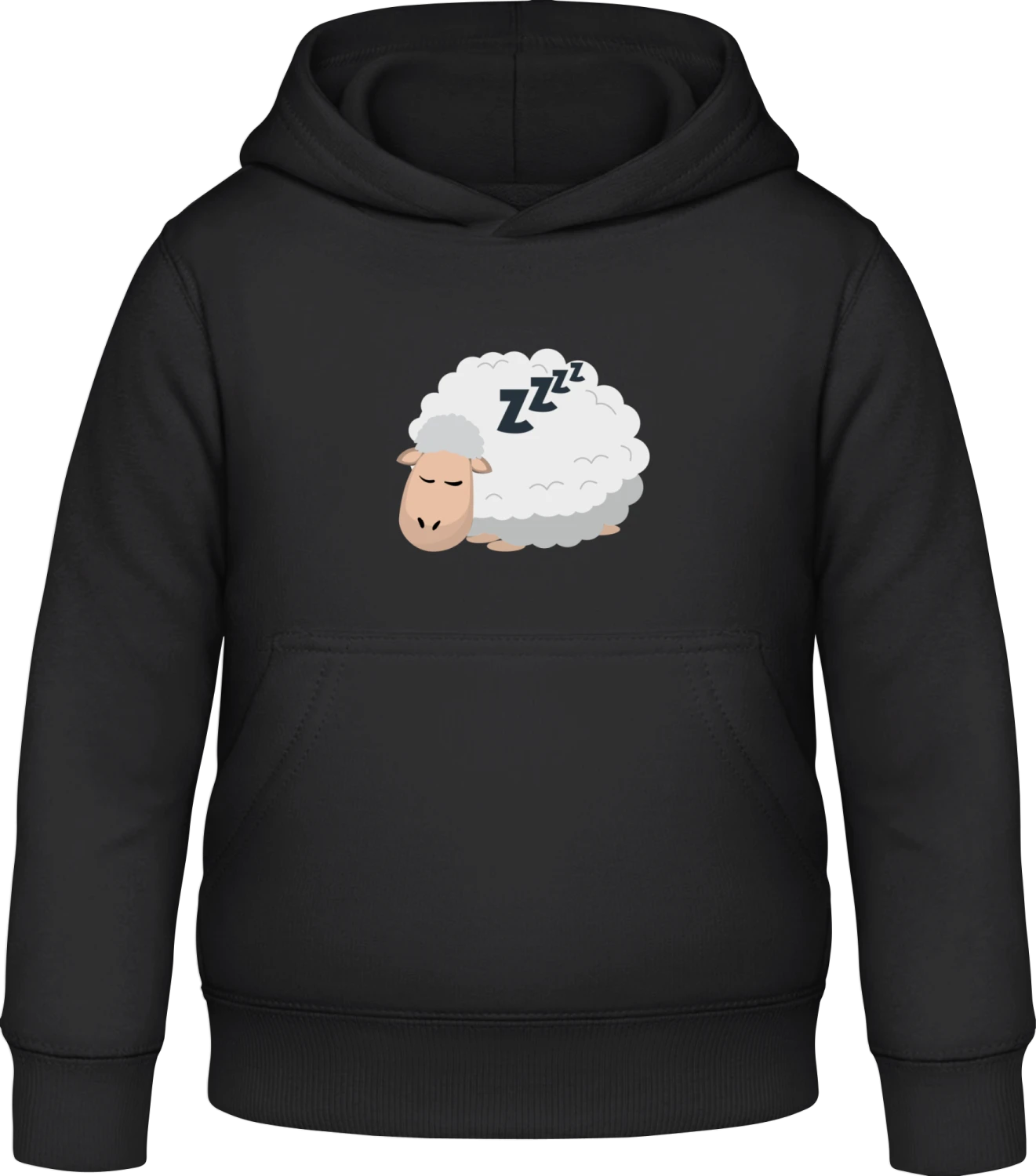 Sleeping Sheep - Black Awdis Hoodie Kids - Front