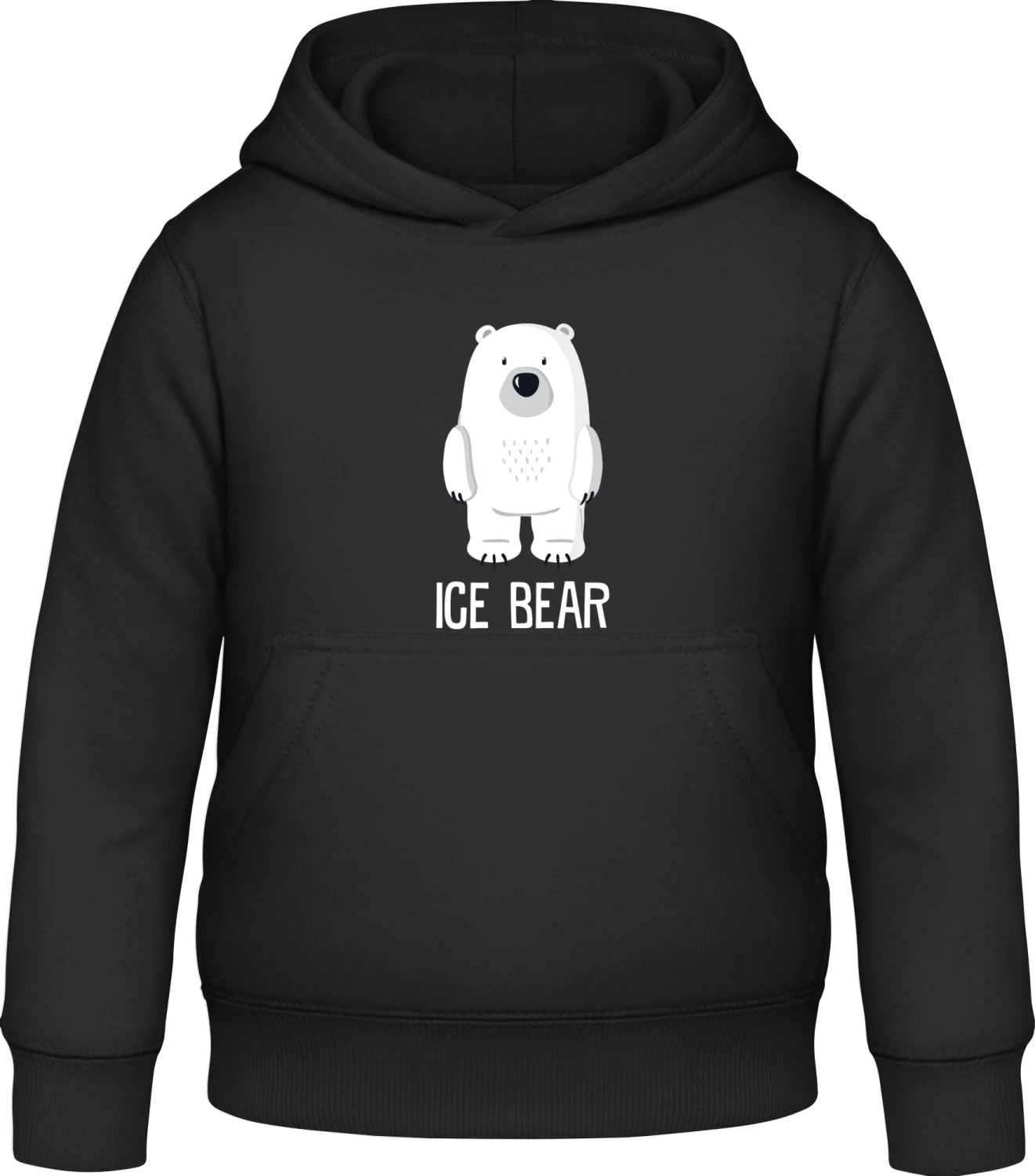 Polar Ice Bear - Black Awdis Hoodie Kids - Front