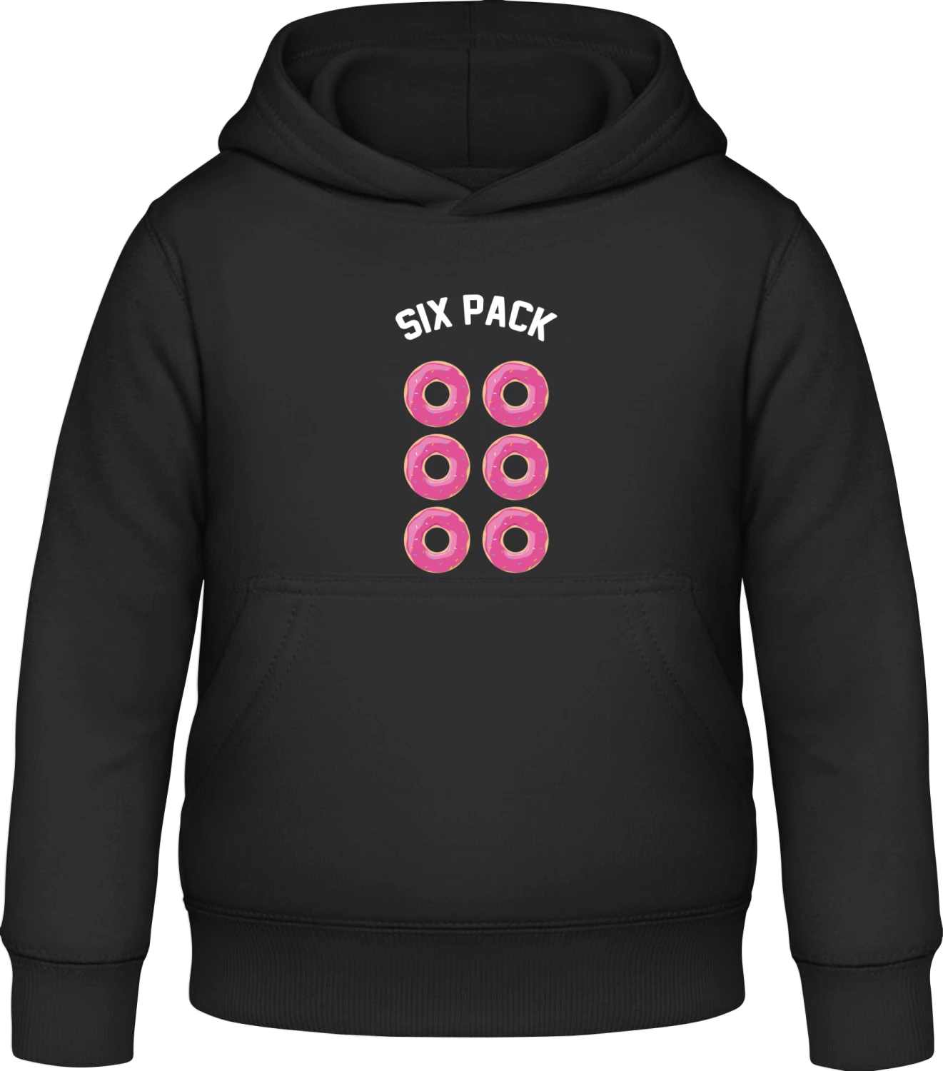 Six Pack Donut - Black Awdis Hoodie Kids - Front