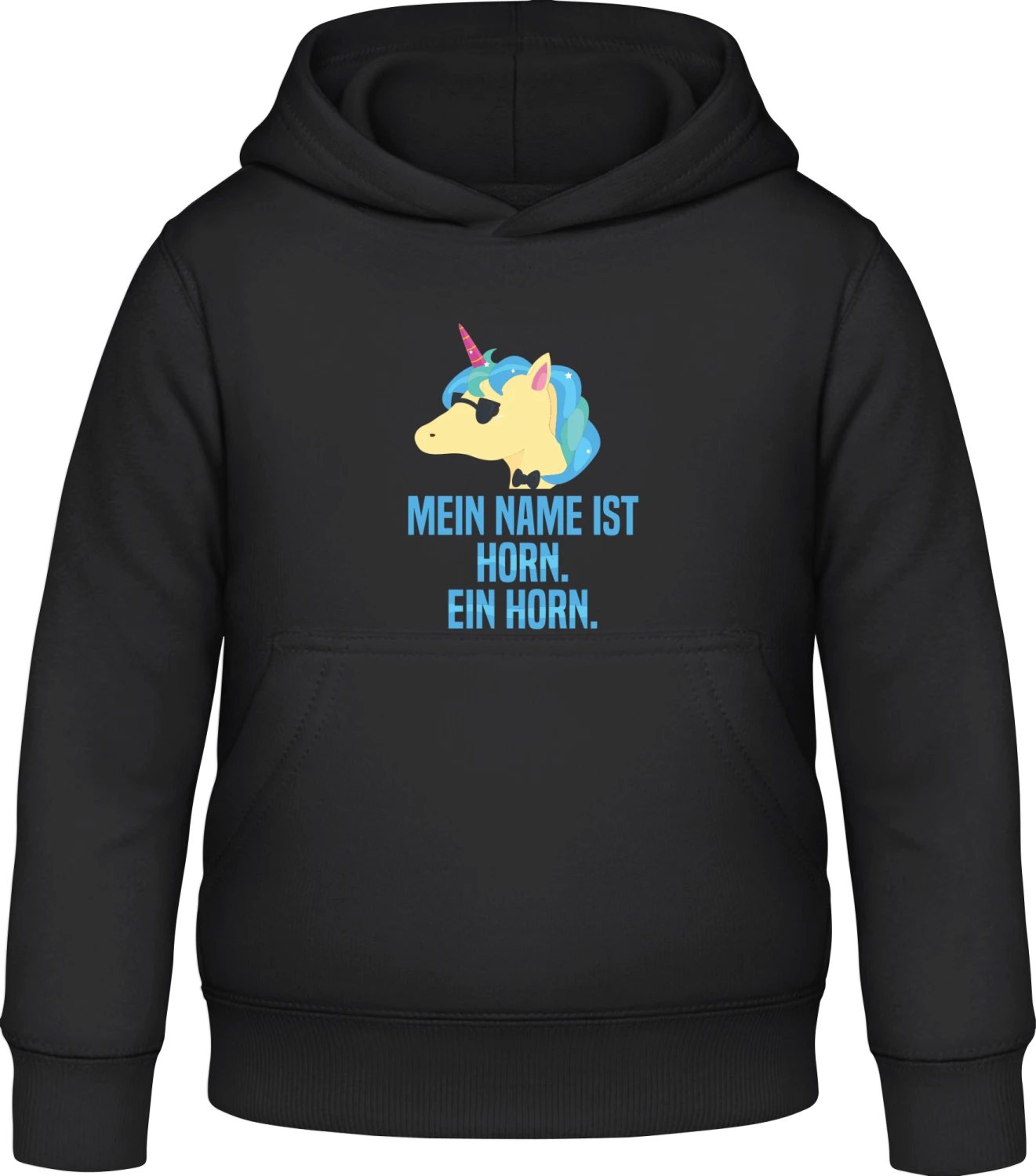 Mein Name ist Horn. Ein Horn - Black Awdis Hoodie Kids - Front