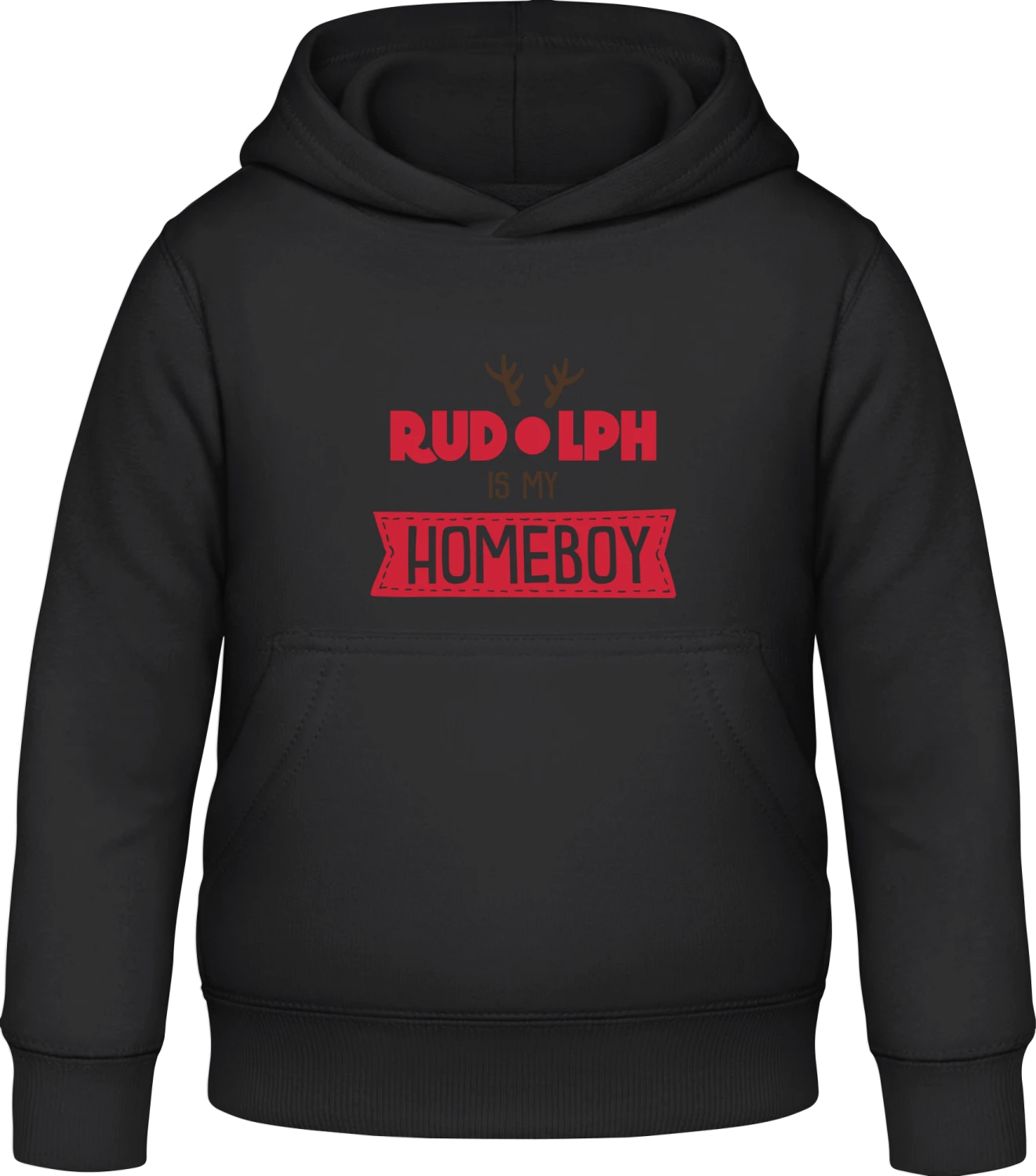 Rudolph Is My Homeboy - Black Awdis Hoodie Kids - Front