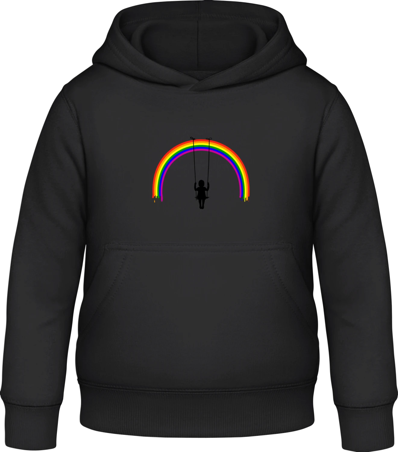 Rainbow Girl Swing - Black Awdis Hoodie Kids - Front