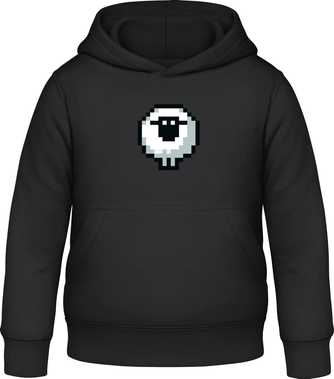 Pixel Sheep - Black Awdis Hoodie Kids - Front