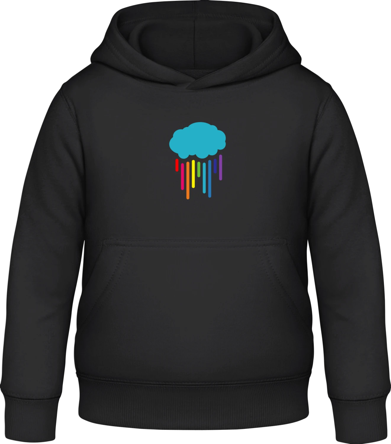 Cloud Rainbow Rain - Black Awdis Hoodie Kids - Front