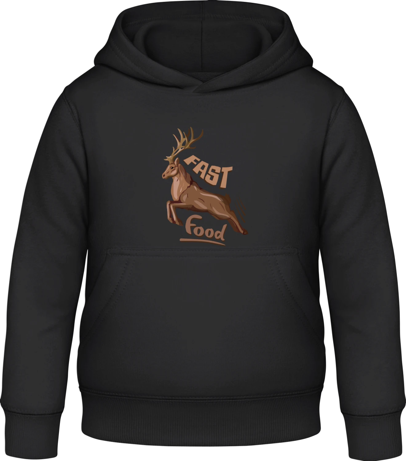 Deer Fast Food - Black Awdis Hoodie Kids - Front