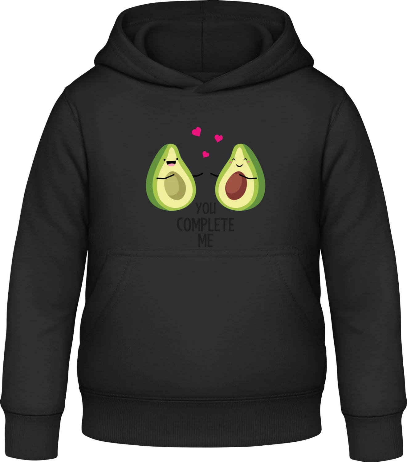 You Complete Me Avocados - Black Awdis Hoodie Kids - Front