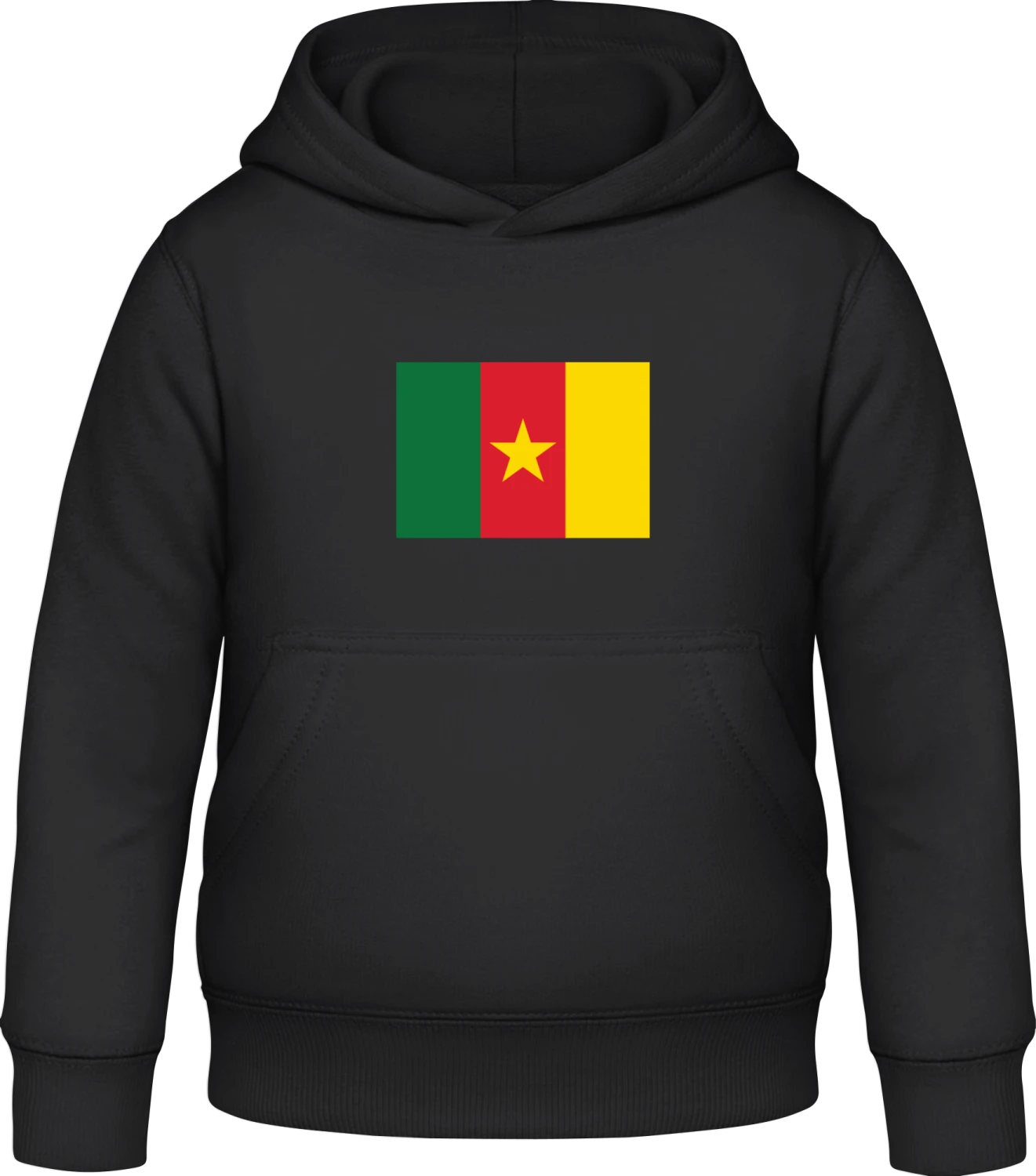 Cameroon Flag - Black Awdis Hoodie Kids - Front