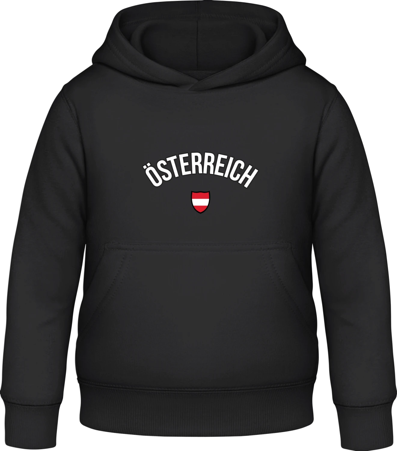 ÖSTERREICH Flag Fan - Black Awdis Hoodie Kids - Front