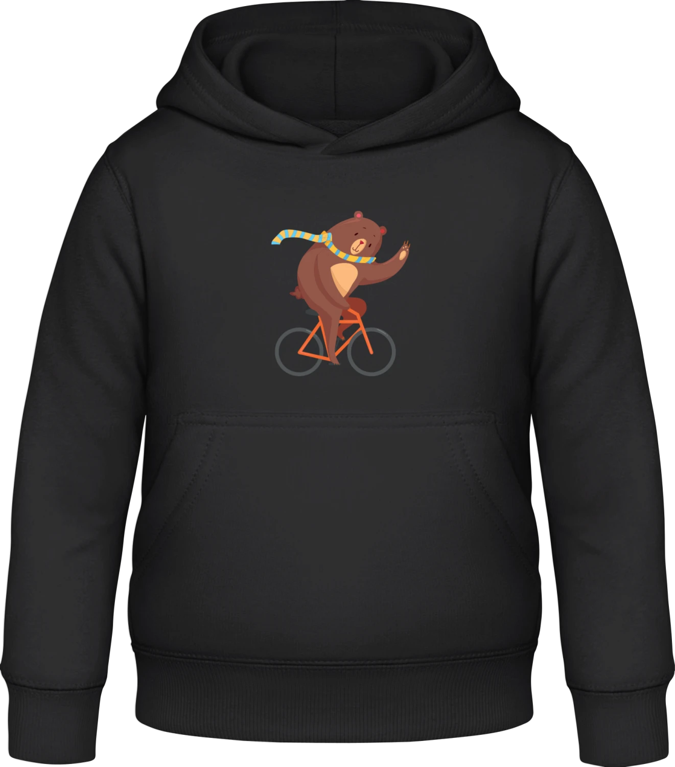 Bear On A Bike - Black Awdis Hoodie Kids - Front