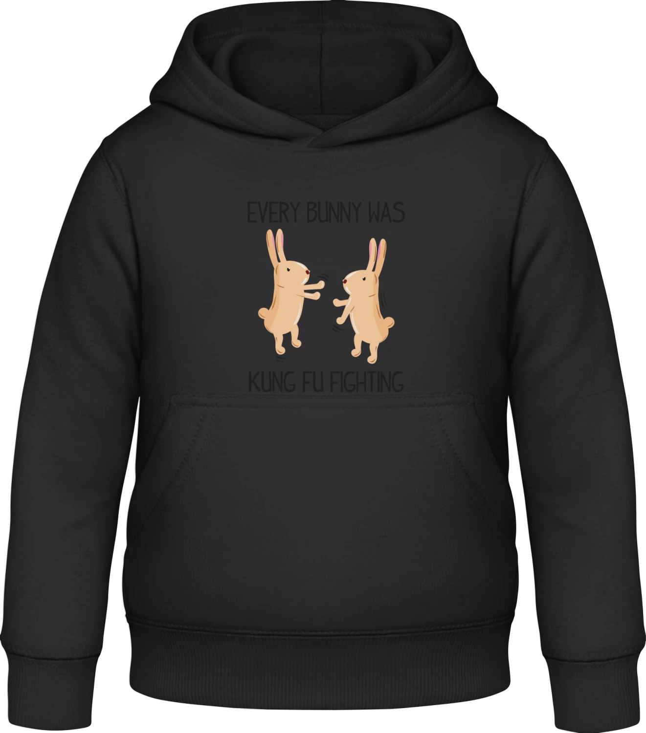 Every Bunny Was Kung Fu Fighting - Black Awdis Hoodie Kids - Front