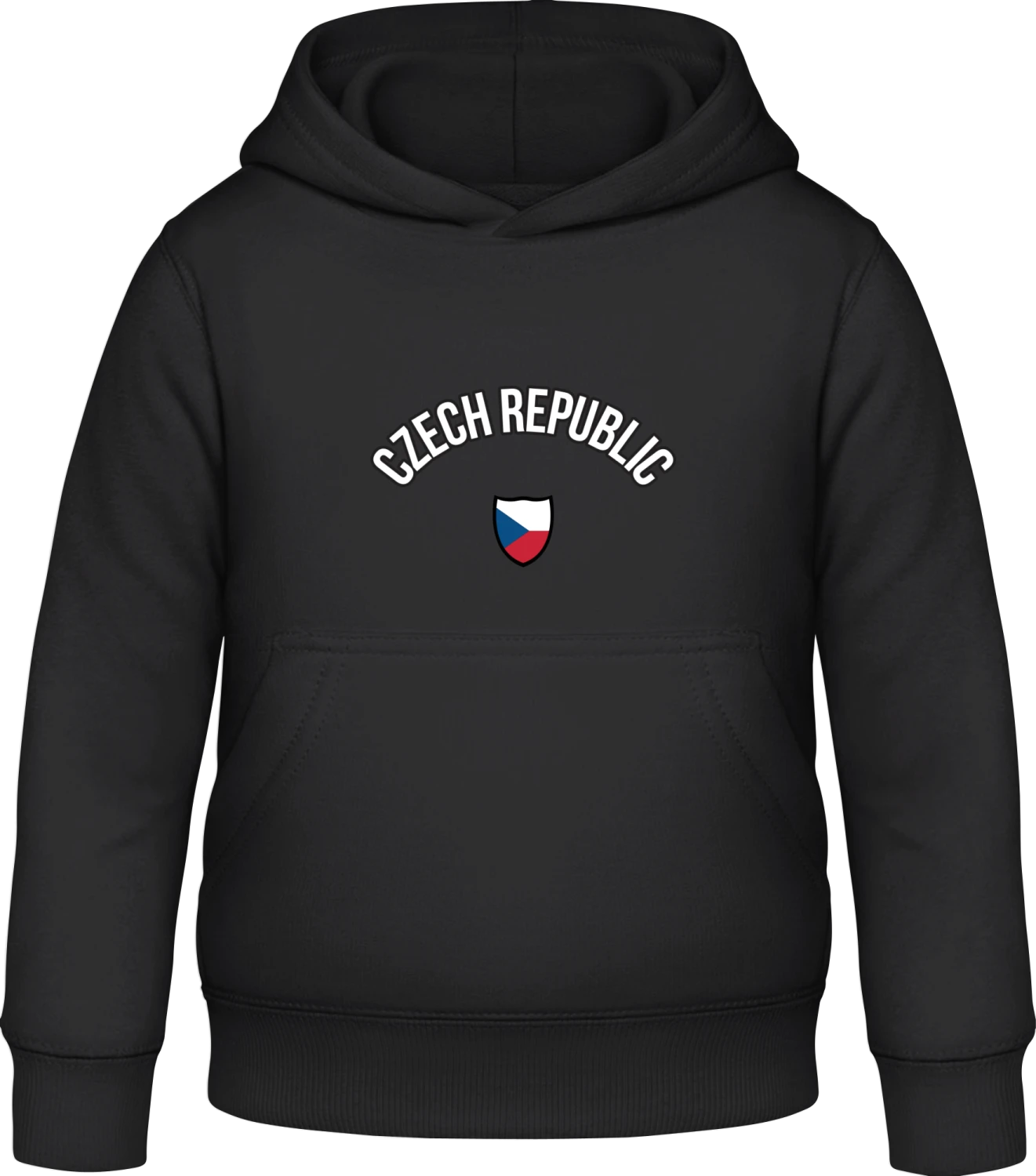 Czech Republic Fan - Black Awdis Hoodie Kids - Front