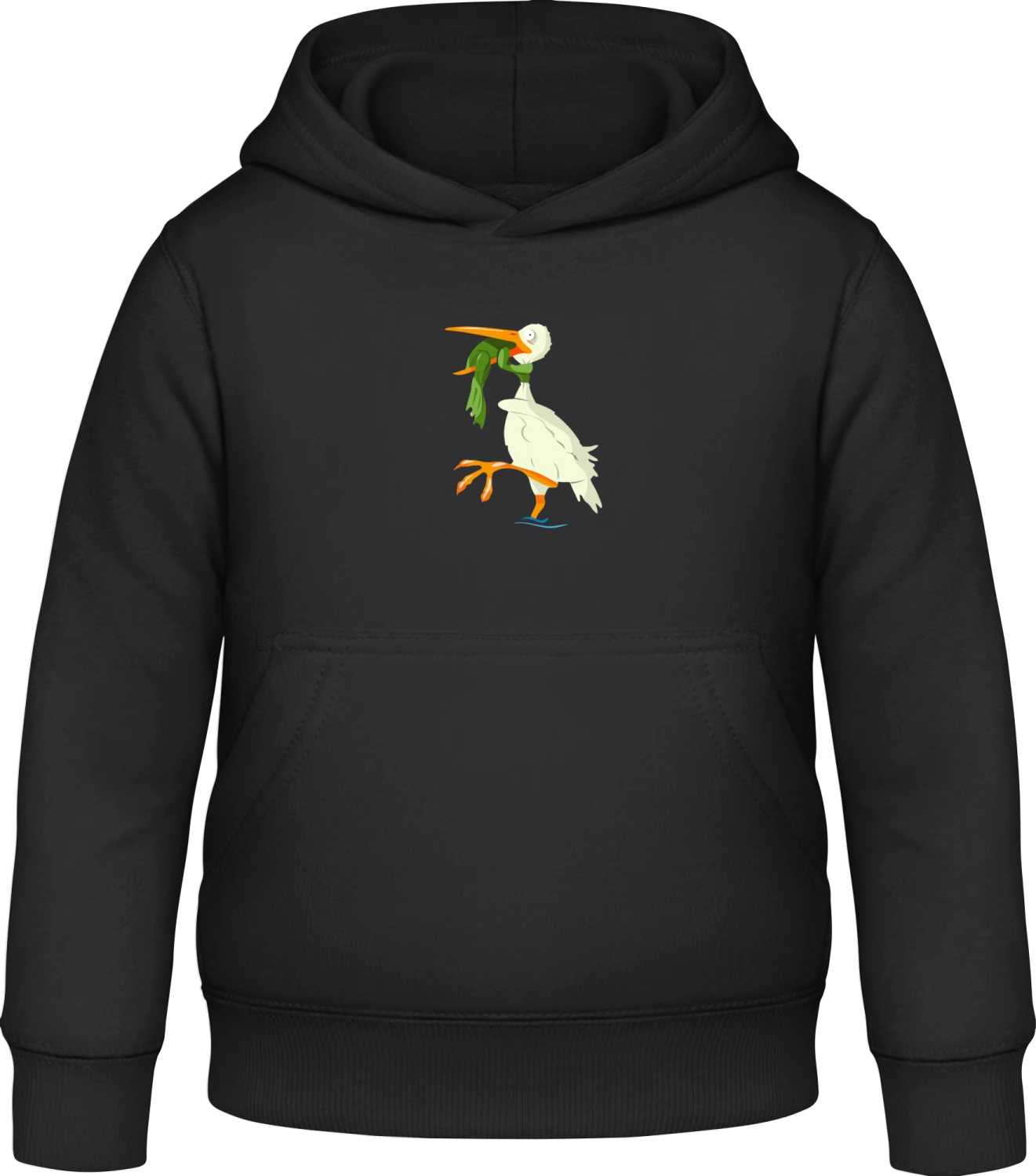 Frog and Stork - Black Awdis Hoodie Kids - Front