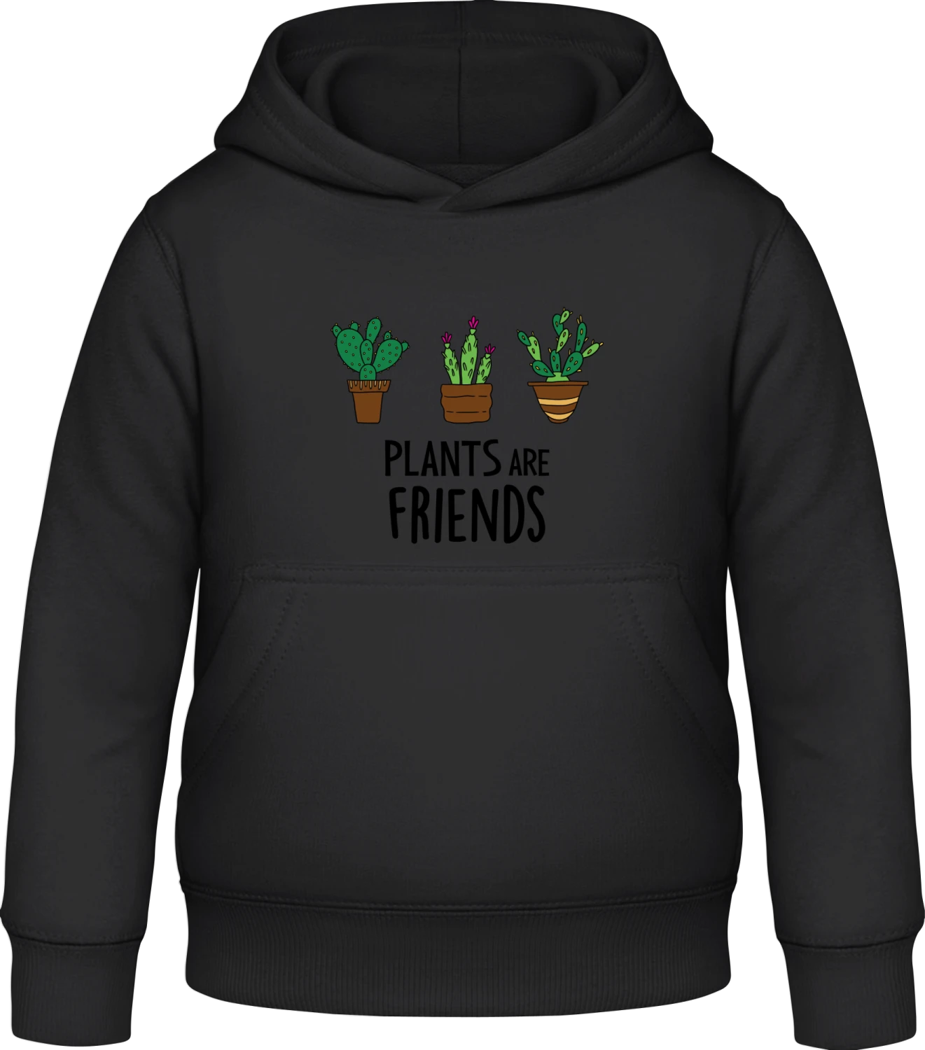 Plants Are Friends - Black Awdis Hoodie Kids - Front